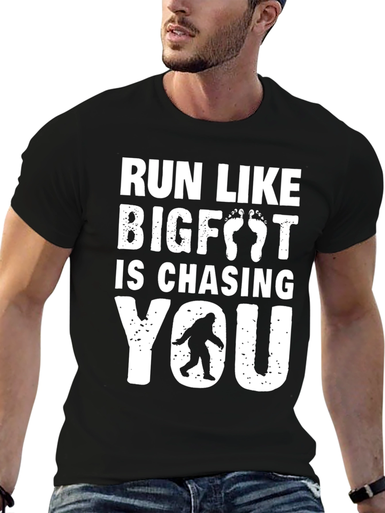 Black Run Like Bigfoot Is Chasing You - Funny Graphic Tee view 6