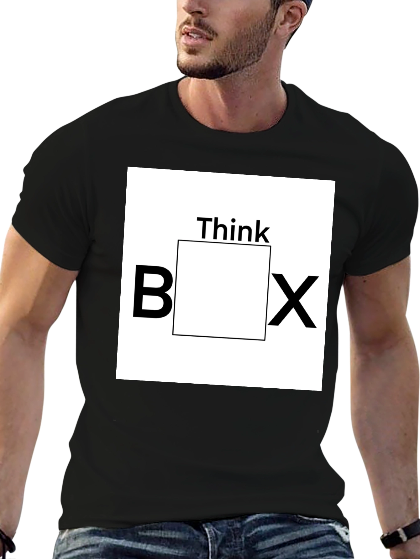 Black Think Outside the Box Graphic Tee - Black view 6