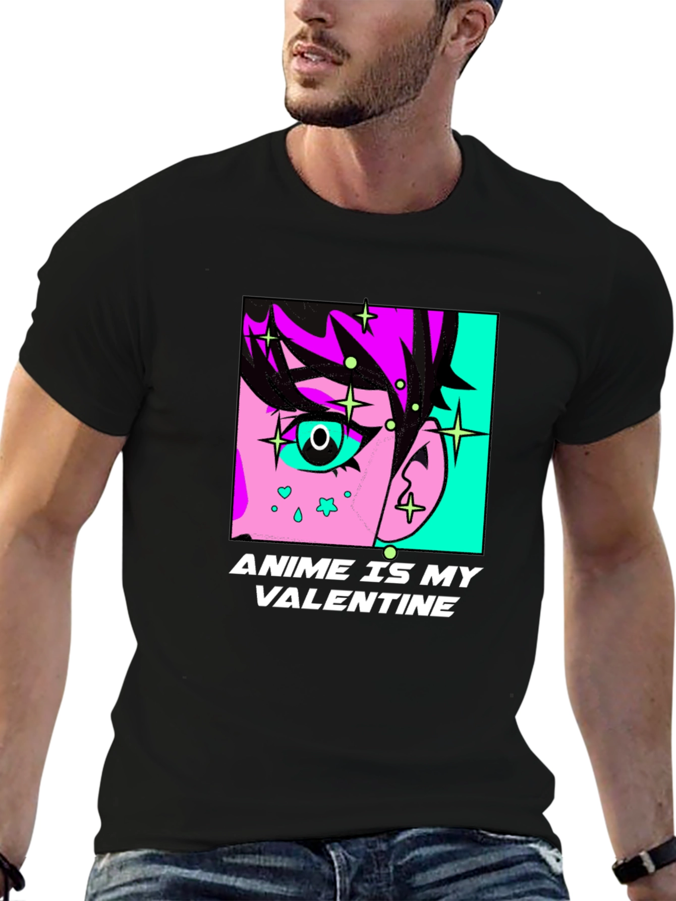 Black Anime Is My Valentine Graphic T-Shirt view 6