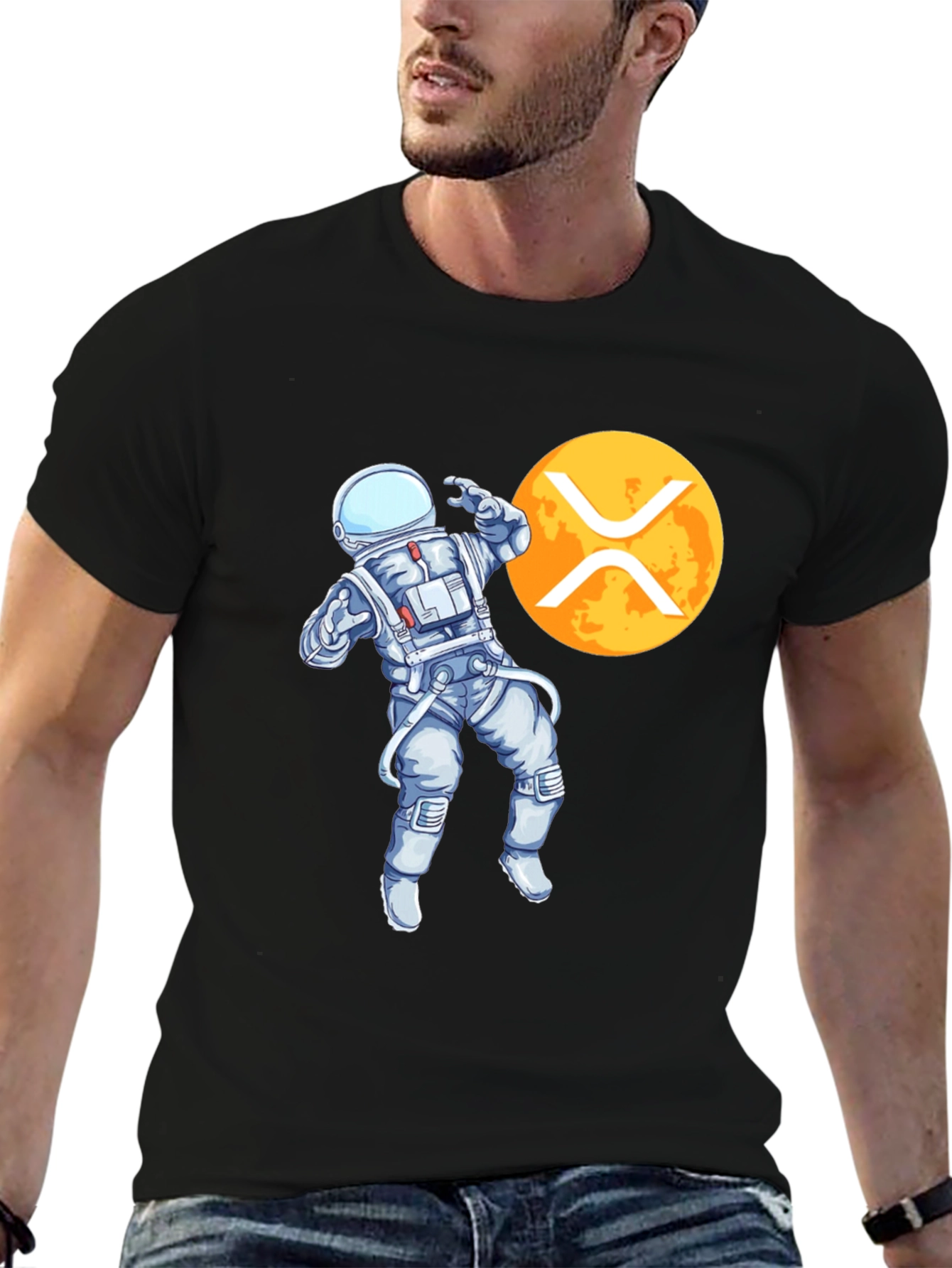 Black Astronaut XRP Crypto Black T-Shirt view 6