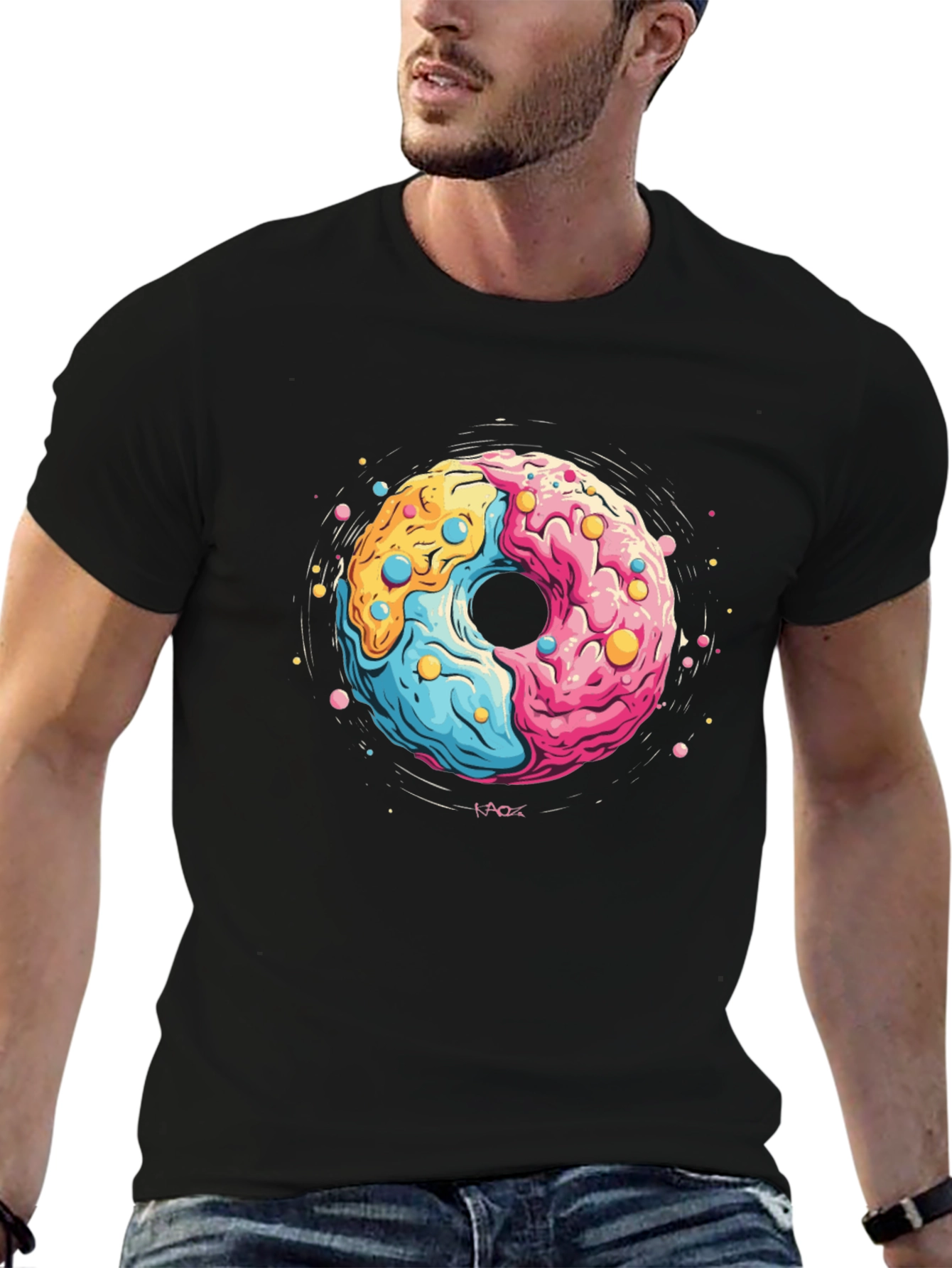 Black Donut Graphic T-Shirt - Fun Novelty Tee view 6