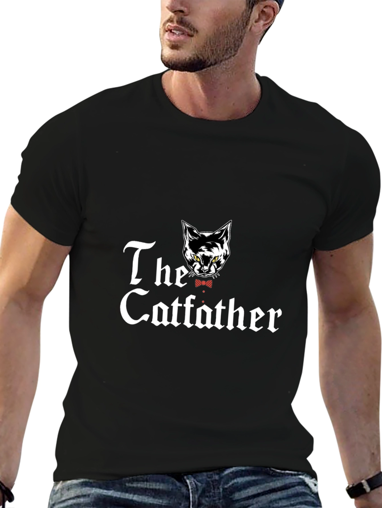 Black The Catfather T-Shirt -  Men's Black Tee view 6