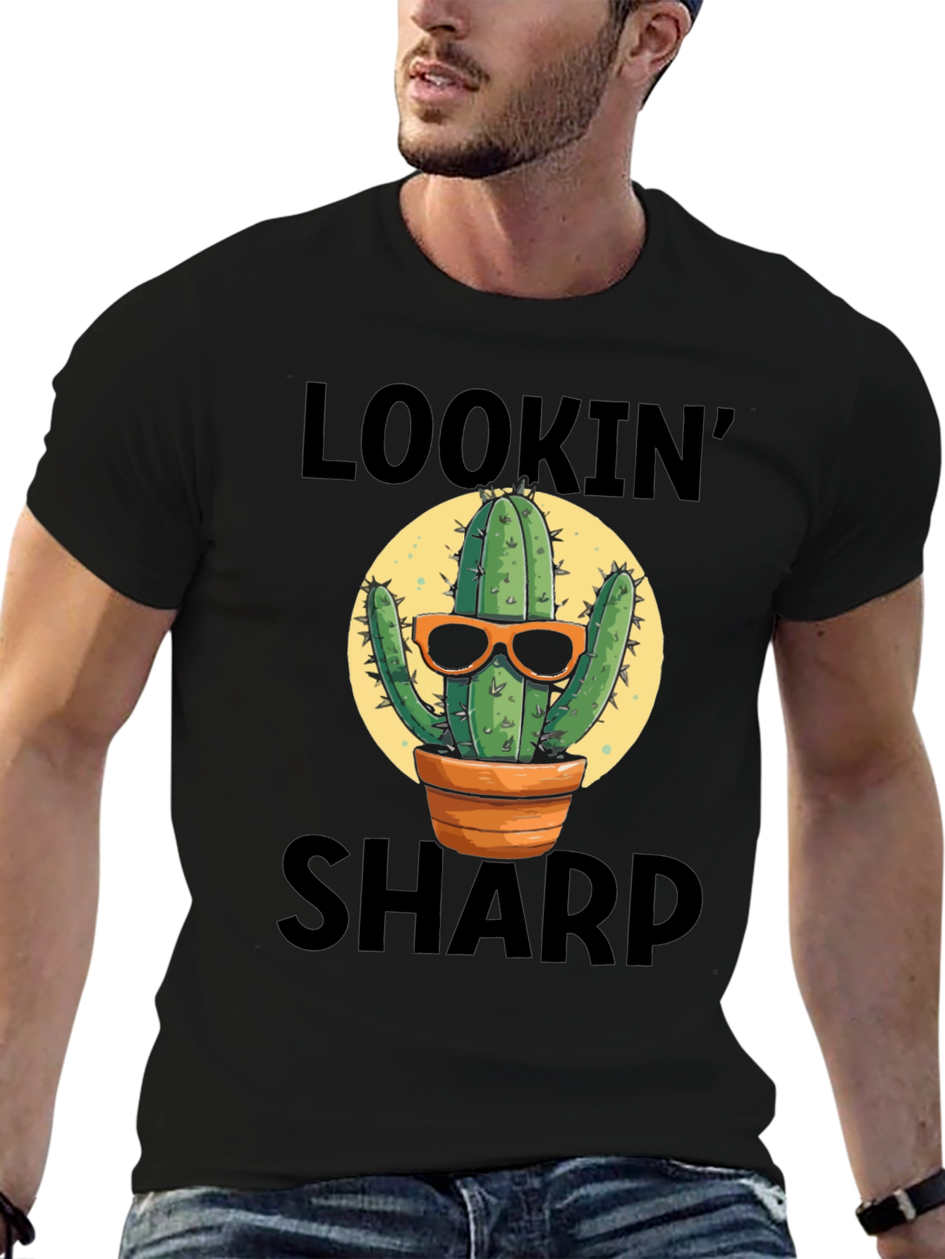 Black Lookin' Sharp Cactus T-Shirt - Unisex view 6