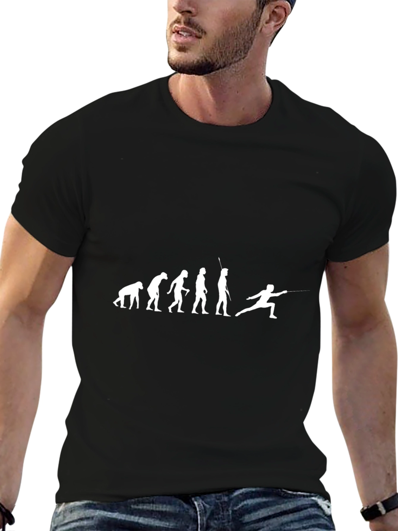Black Evolution of Fencing Black T-Shirt view 6