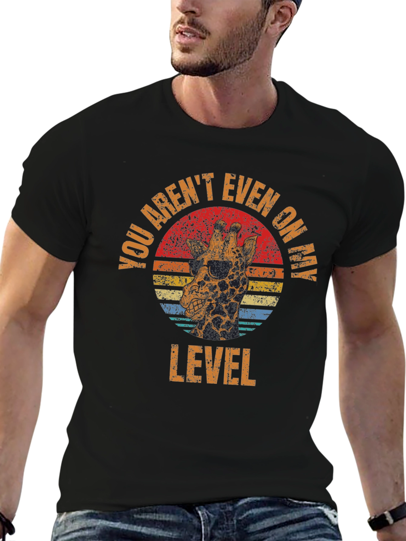 Black Funny Giraffe T-Shirt - You Aren't Even on My Level view 6