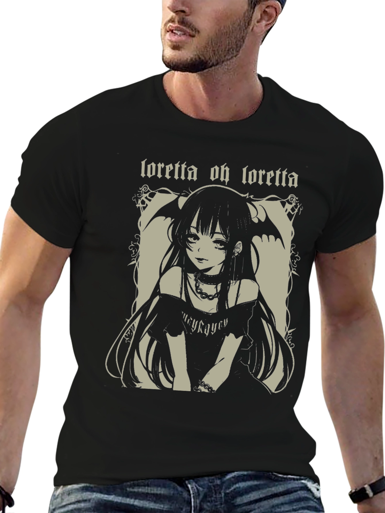 Black Loretta Oh Loretta Anime Graphic Tee view 6