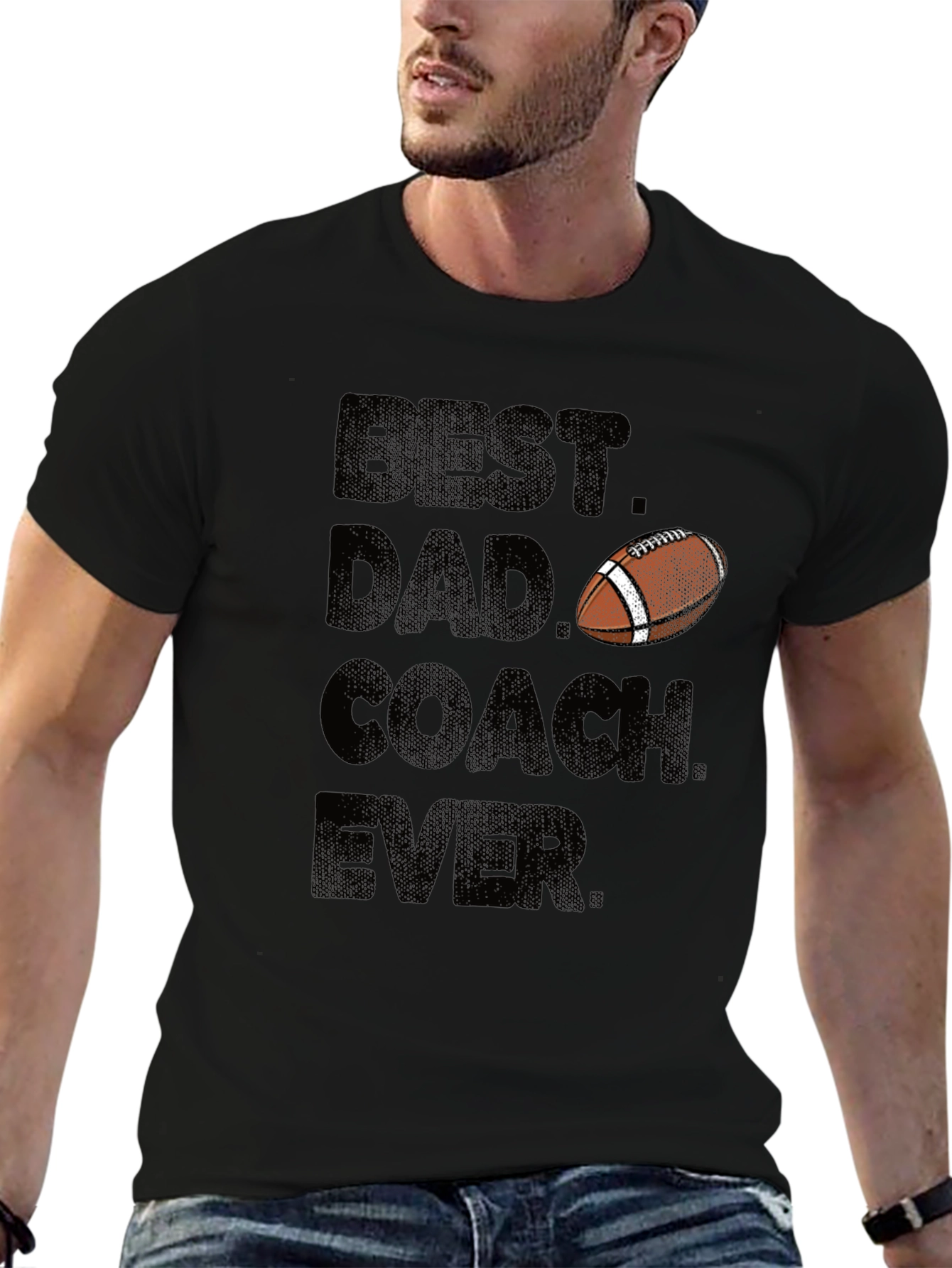 Black Best Dad Coach Ever T-Shirt view 6