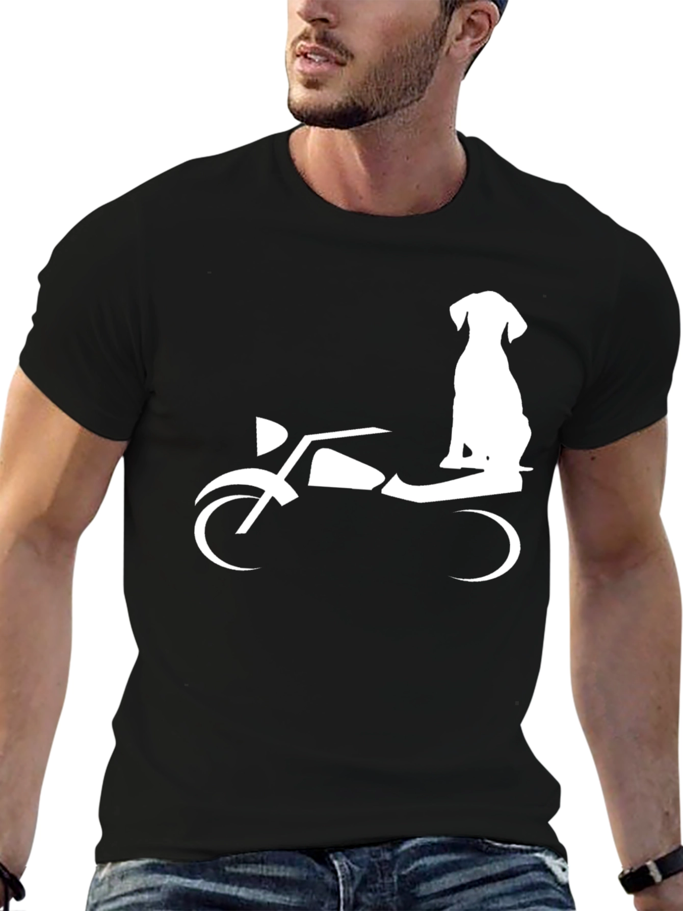 Black Dog on Motorcycle Graphic Tee view 6