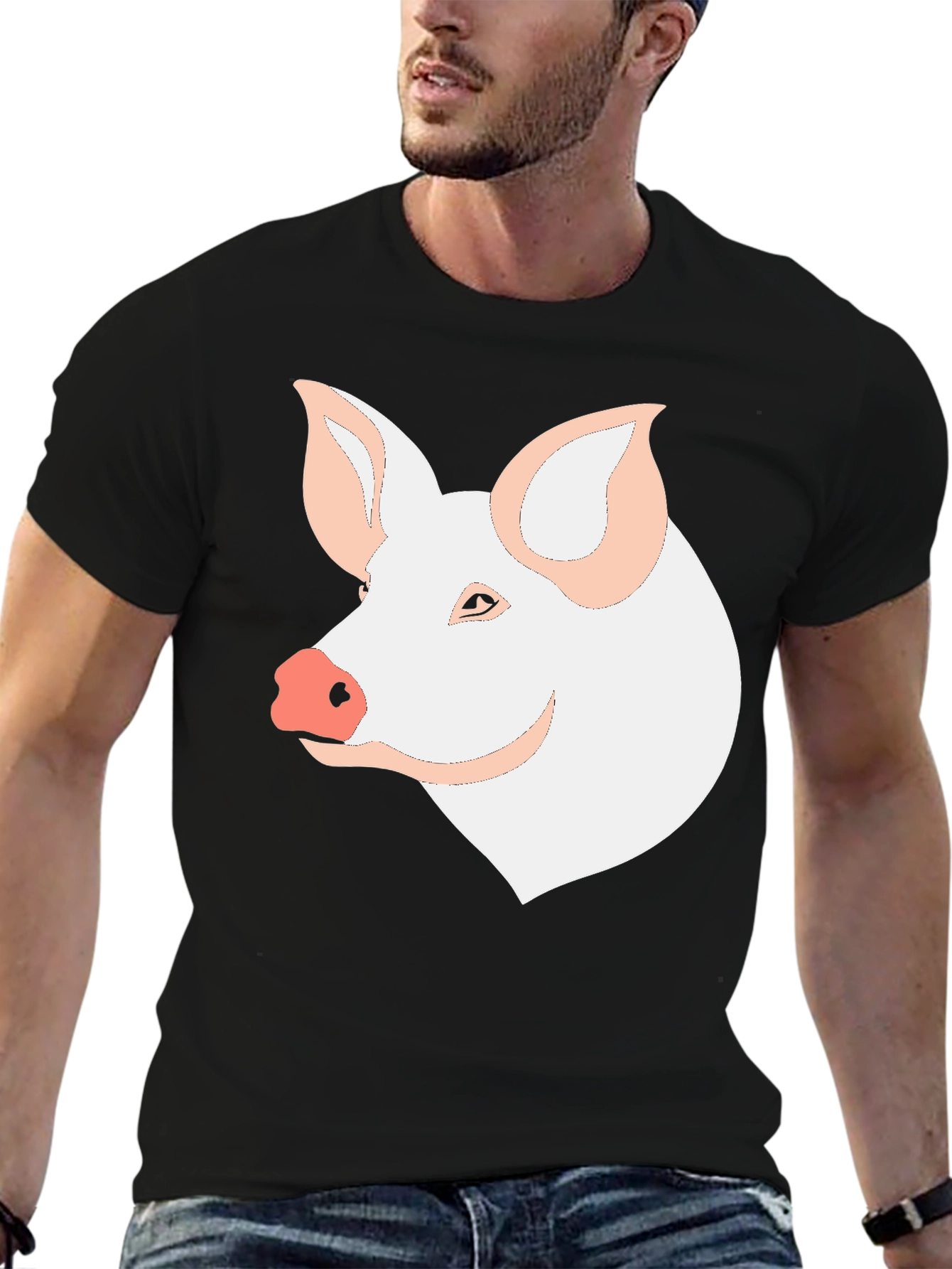 Black Pig Graphic T-Shirt - Black Crew Neck Tee view 6