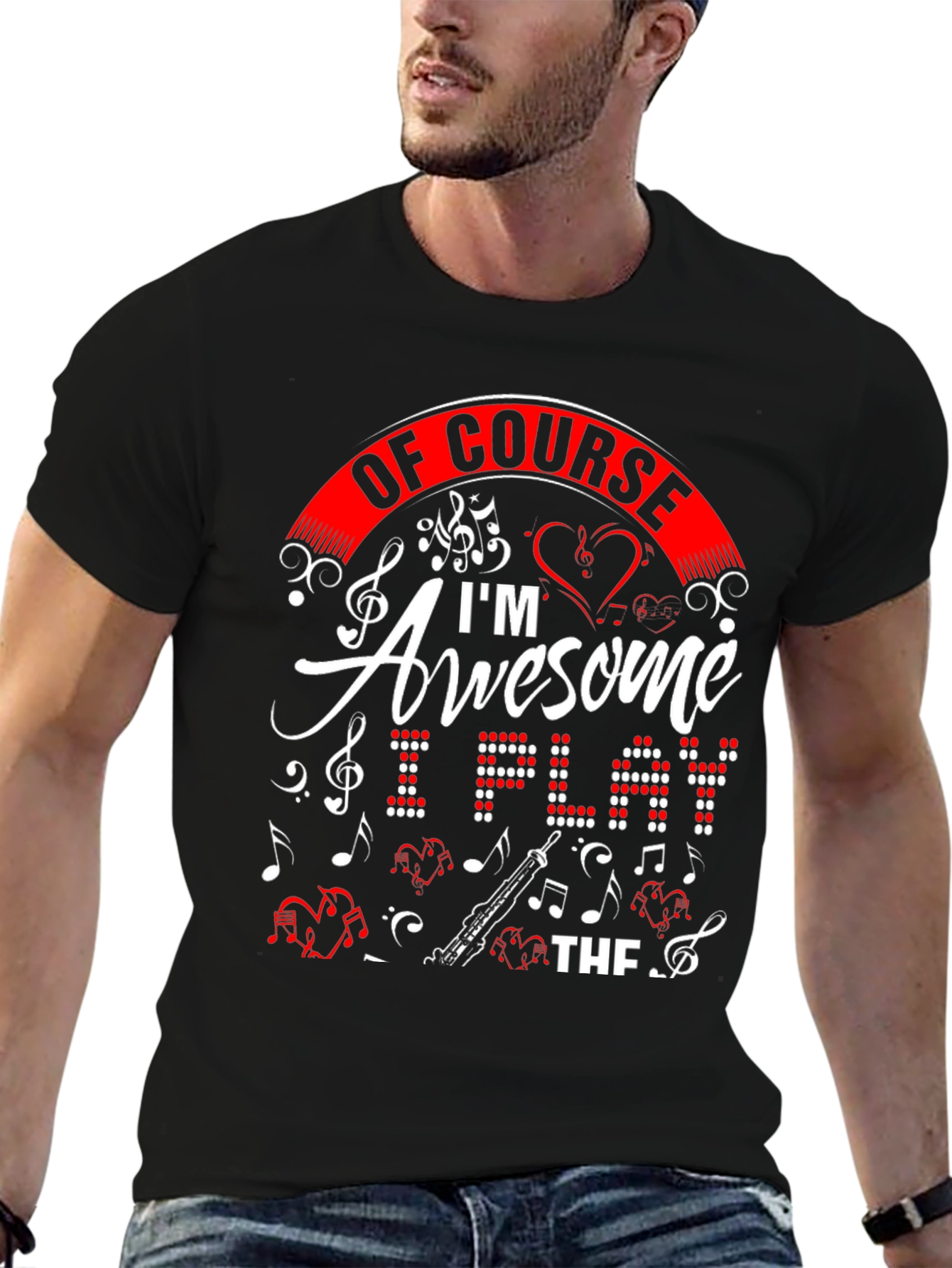 Black Awesome Oboe Player T-Shirt view 6