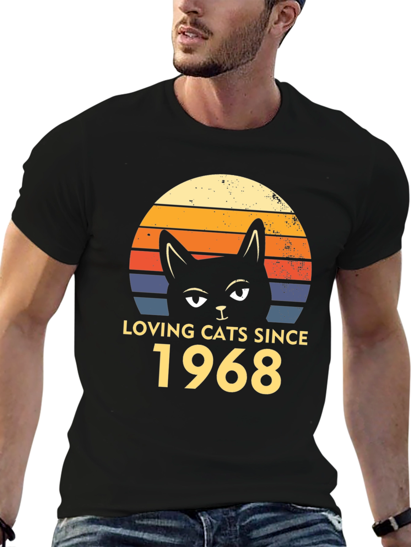 Black Loving Cats Since 1968 T-Shirt Retro Style view 6
