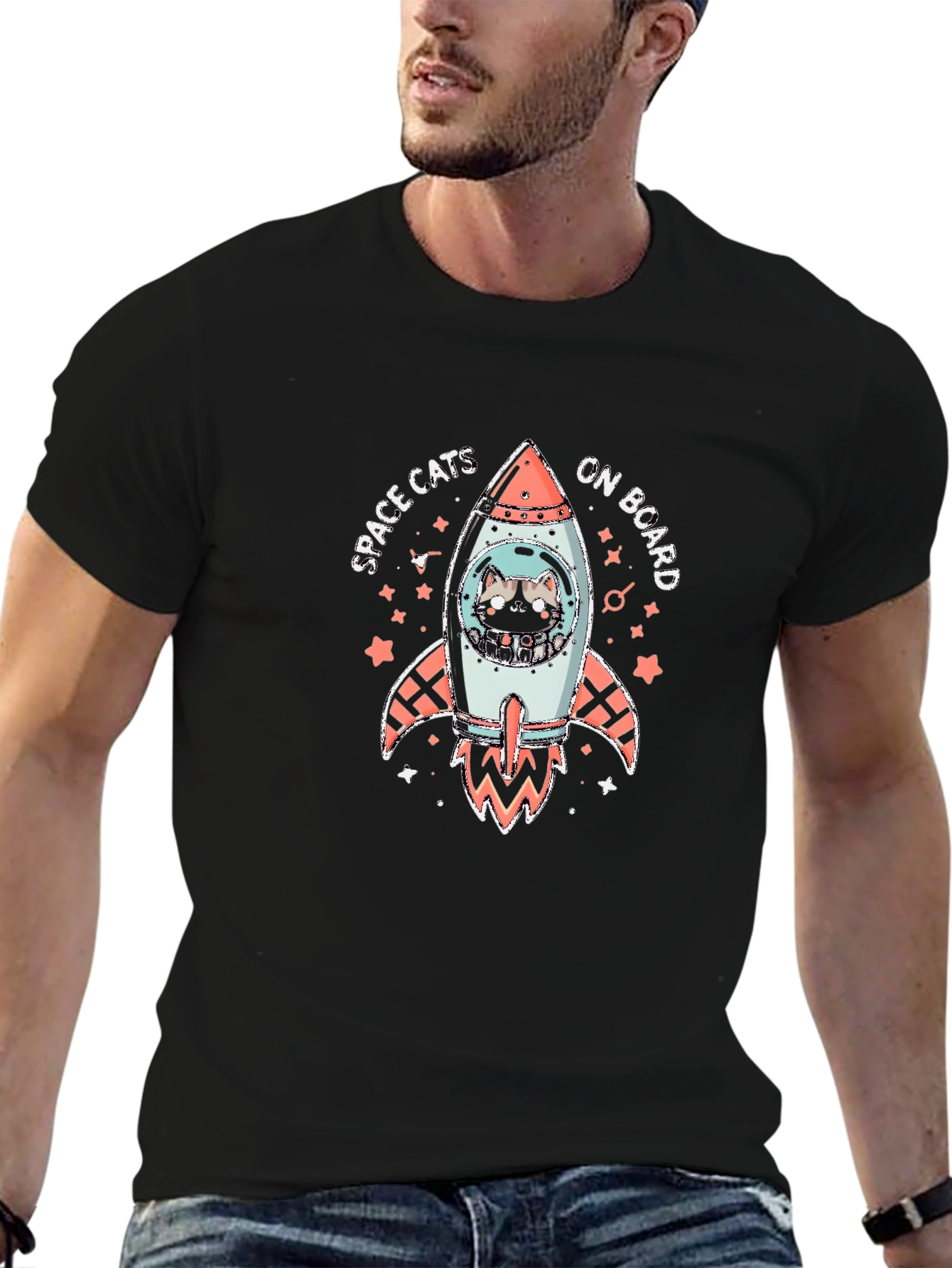 Space Cats Rocket Graphic Tee - 6