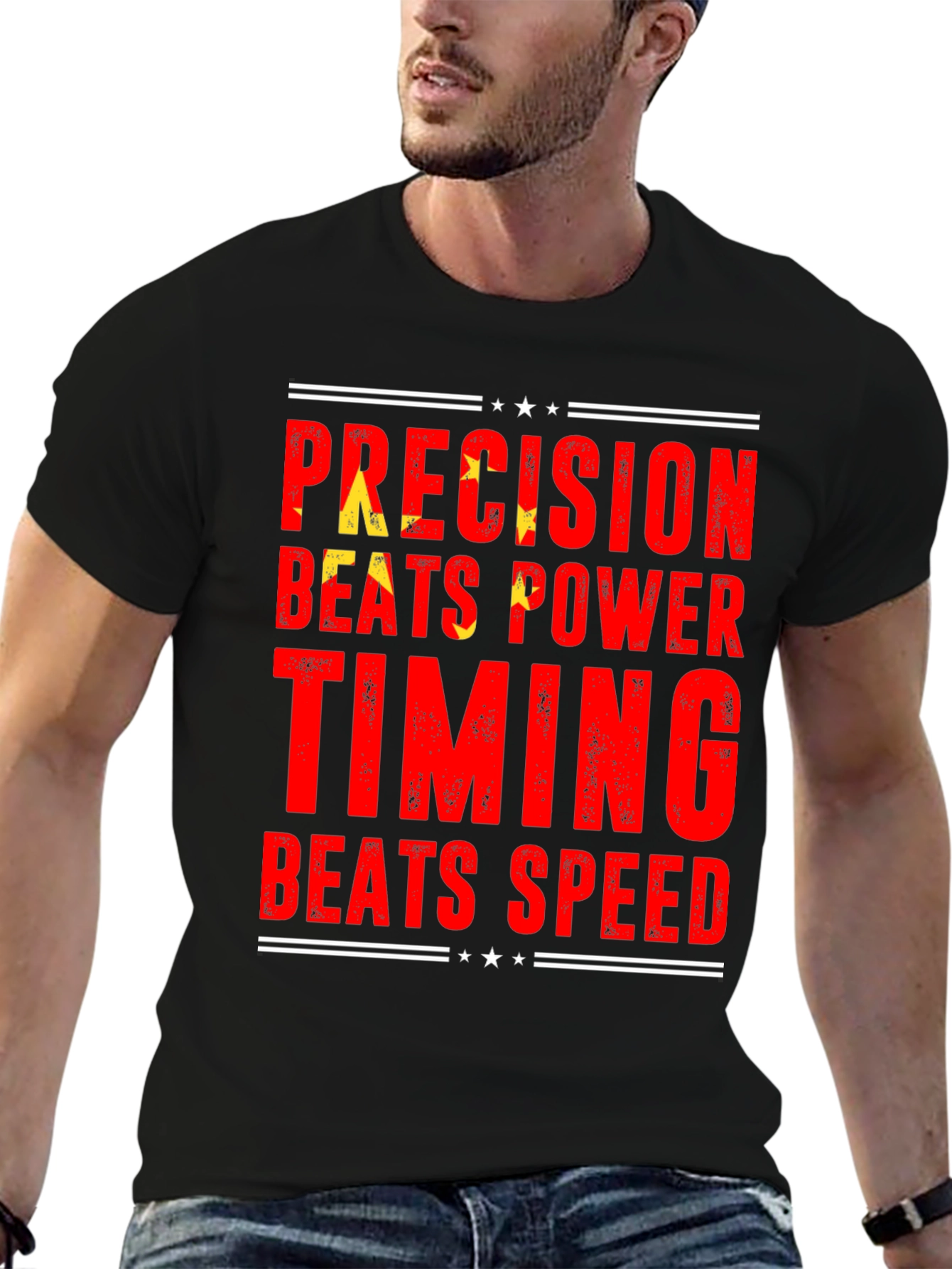 Black Precision Beats Power Timing Speed Tee view 6