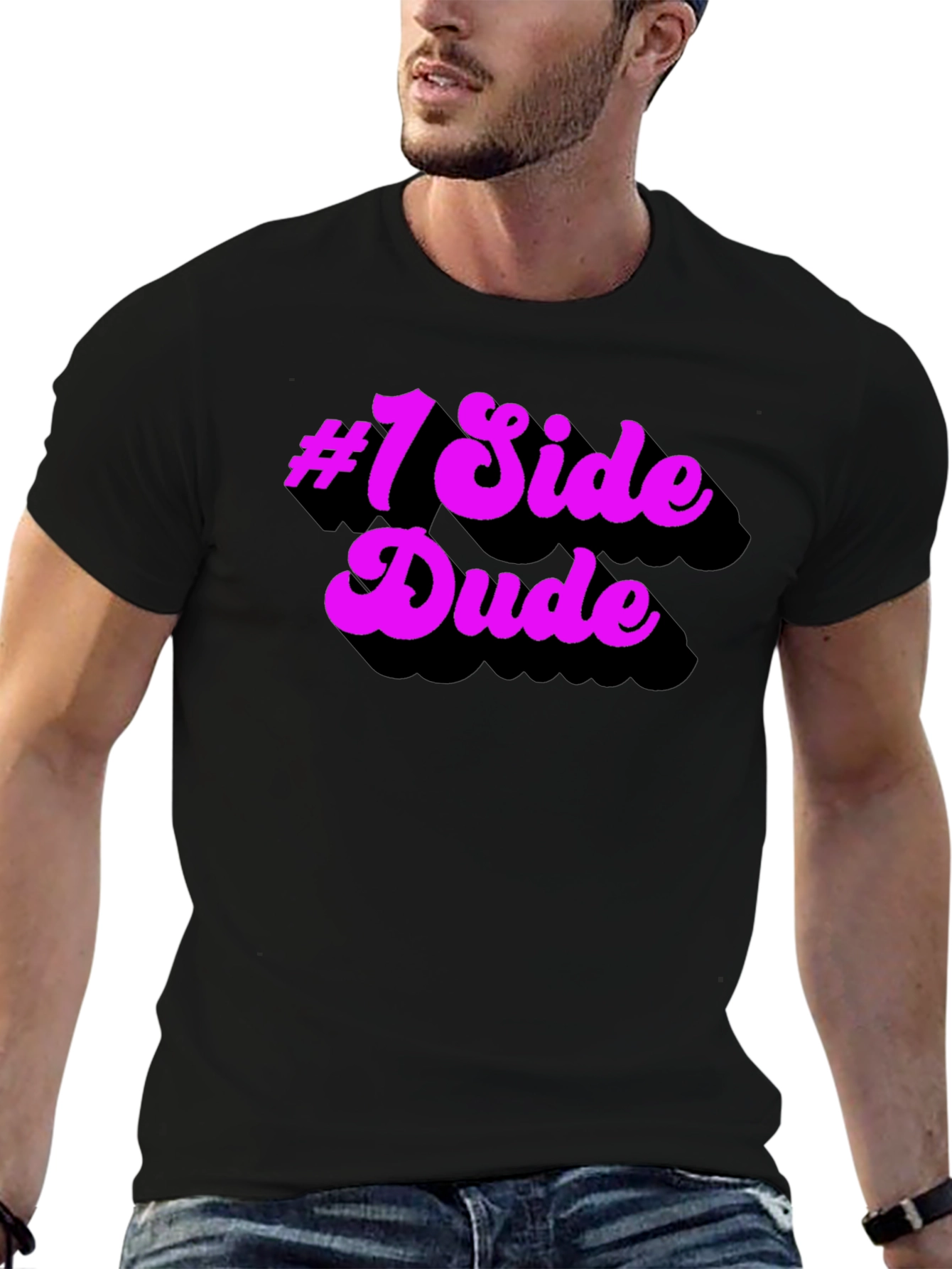 Black #1 Side Dude T-Shirt - Funny Novelty Tee view 6