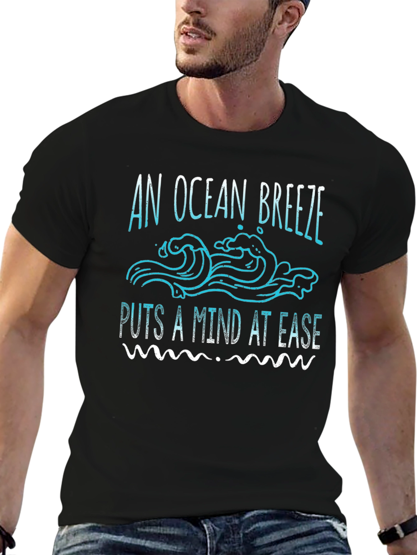 Black Ocean Breeze Graphic Tee - Relaxed Fit Black T-Shirt view 6