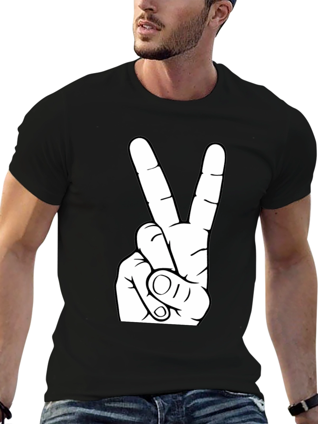 Black Peace Sign Graphic Tee - Black T-Shirt view 6