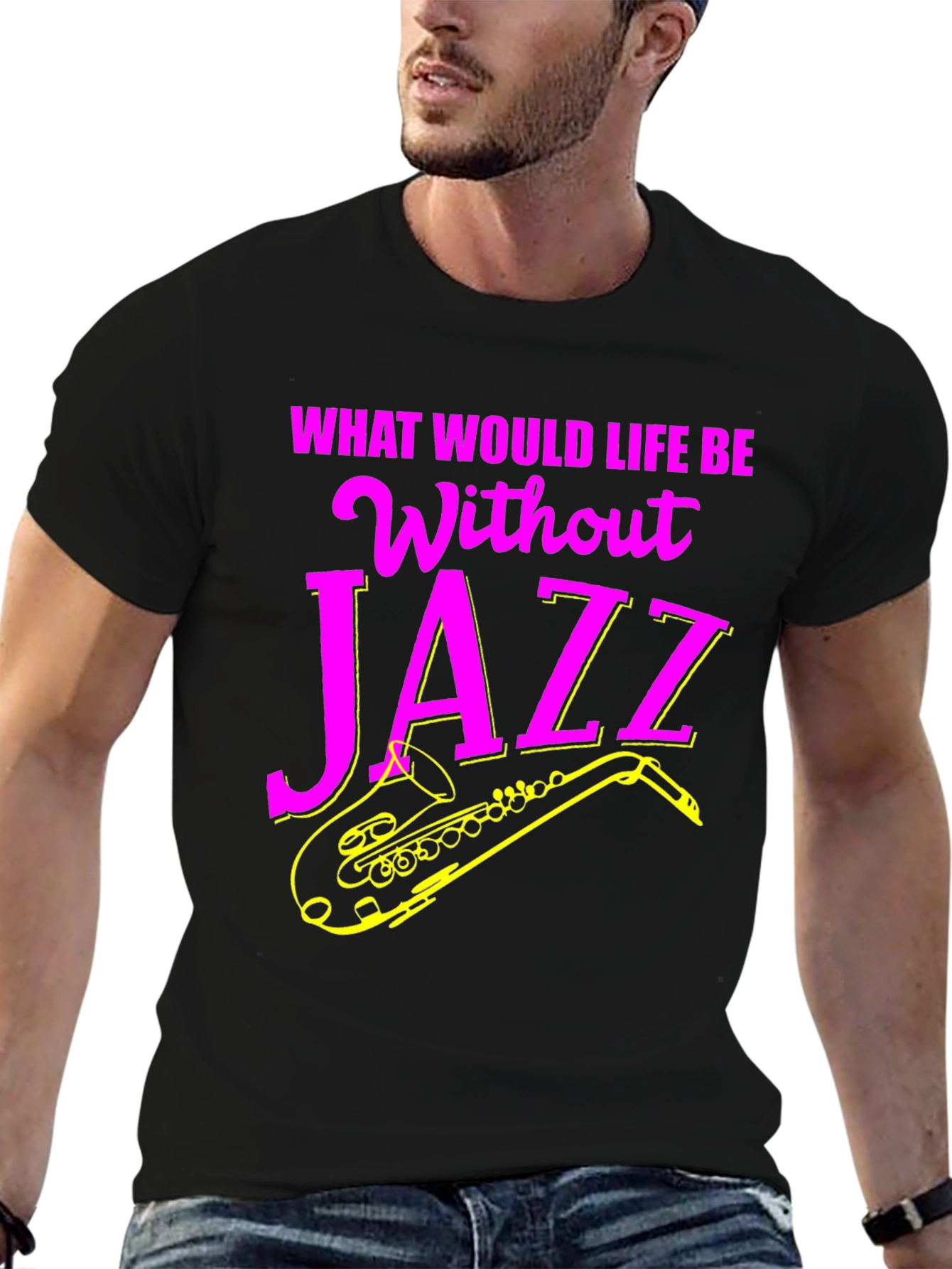 Black Jazz Music T-Shirt - What Would Life Be Without Jazz? view 6