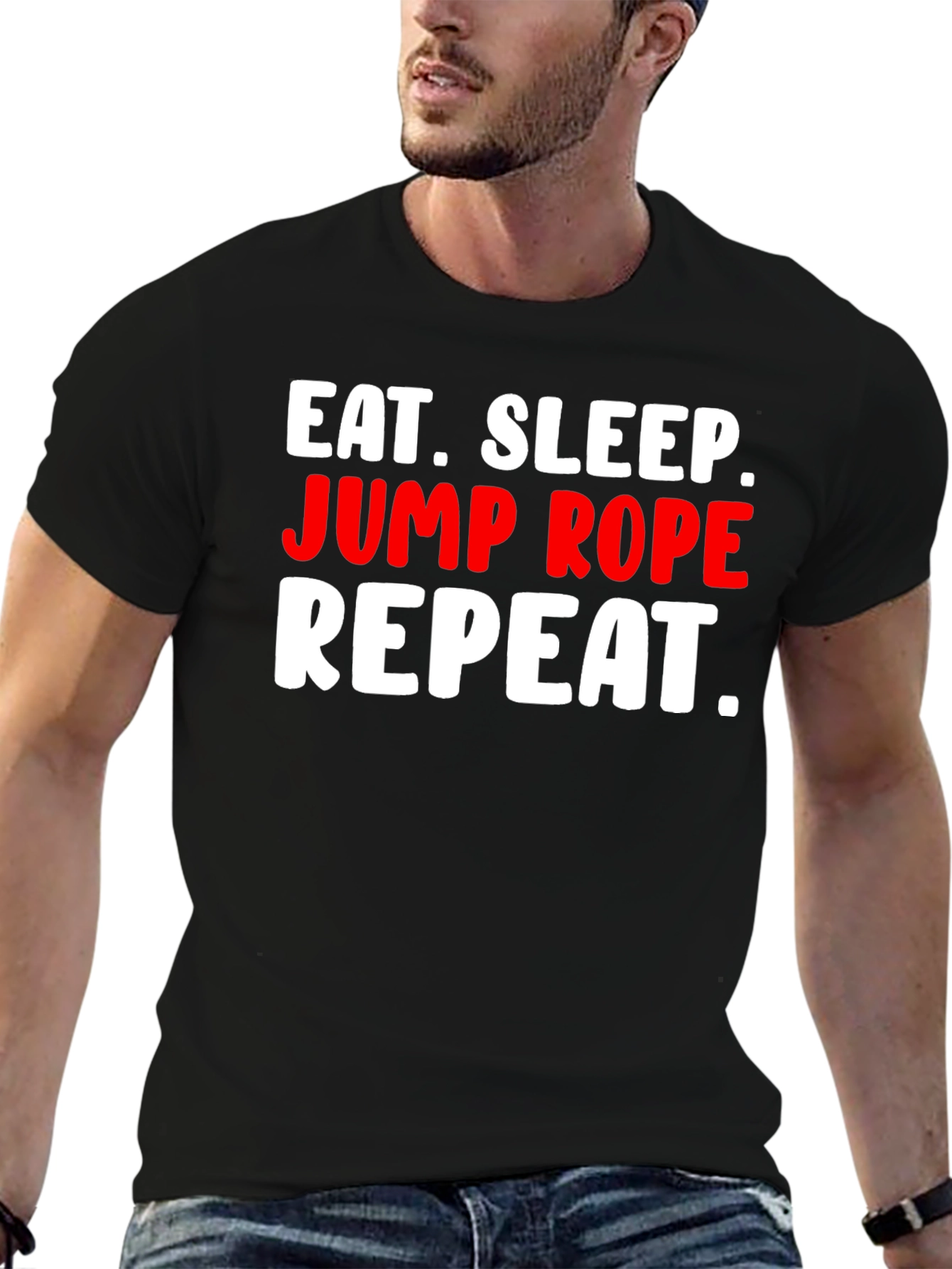 Black Eat Sleep Jump Rope Repeat T-Shirt view 6
