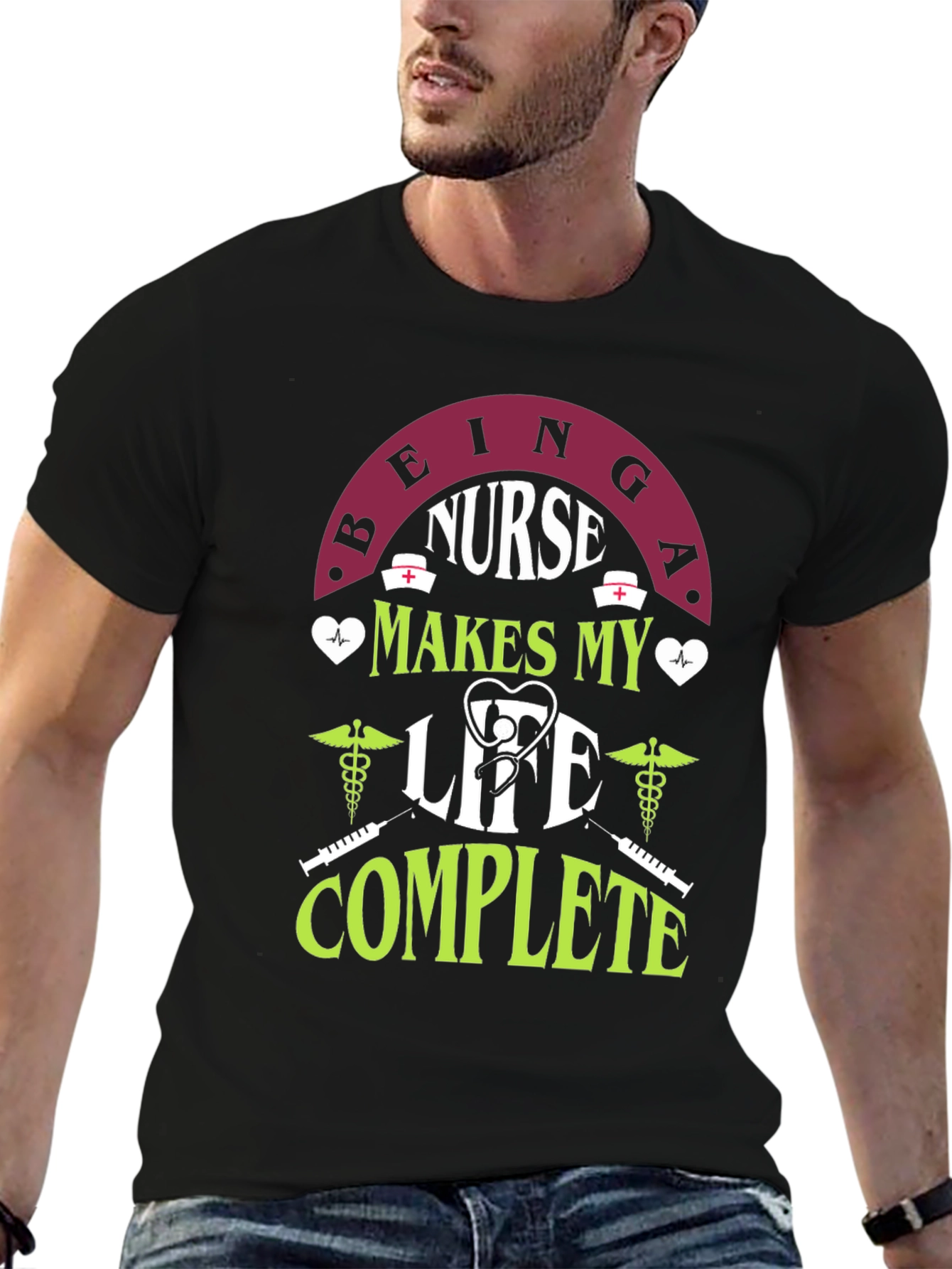 Black Being A Nurse Makes My Life Complete T-Shirt view 6