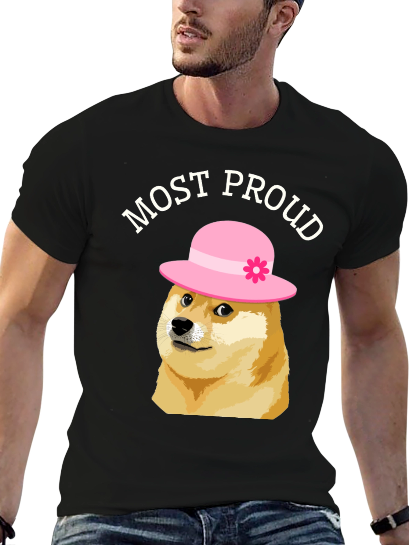 Black Most Proud Doge T-Shirt - Black view 6