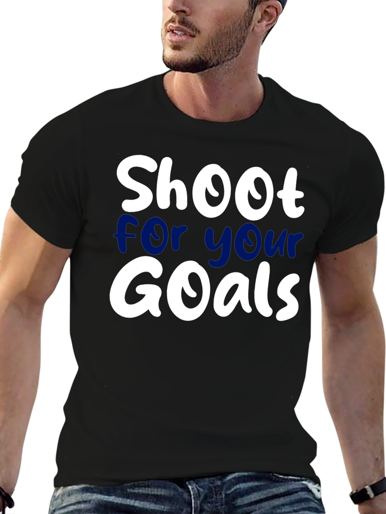 Black Shoot For Your Goals T-Shirt Black Cotton view 6