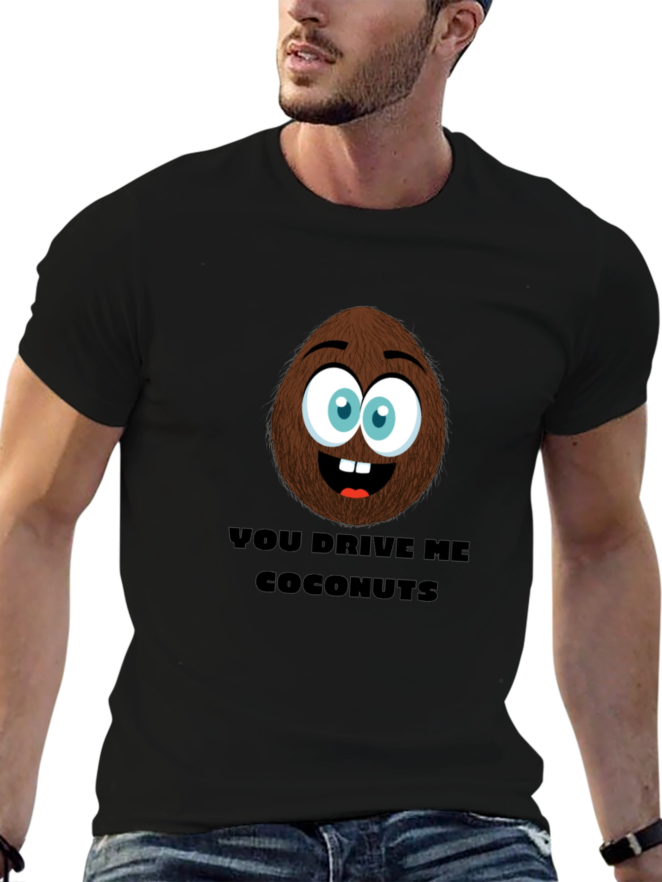 Black Funny Coconut T-Shirt - You Drive Me Coconuts! view 6
