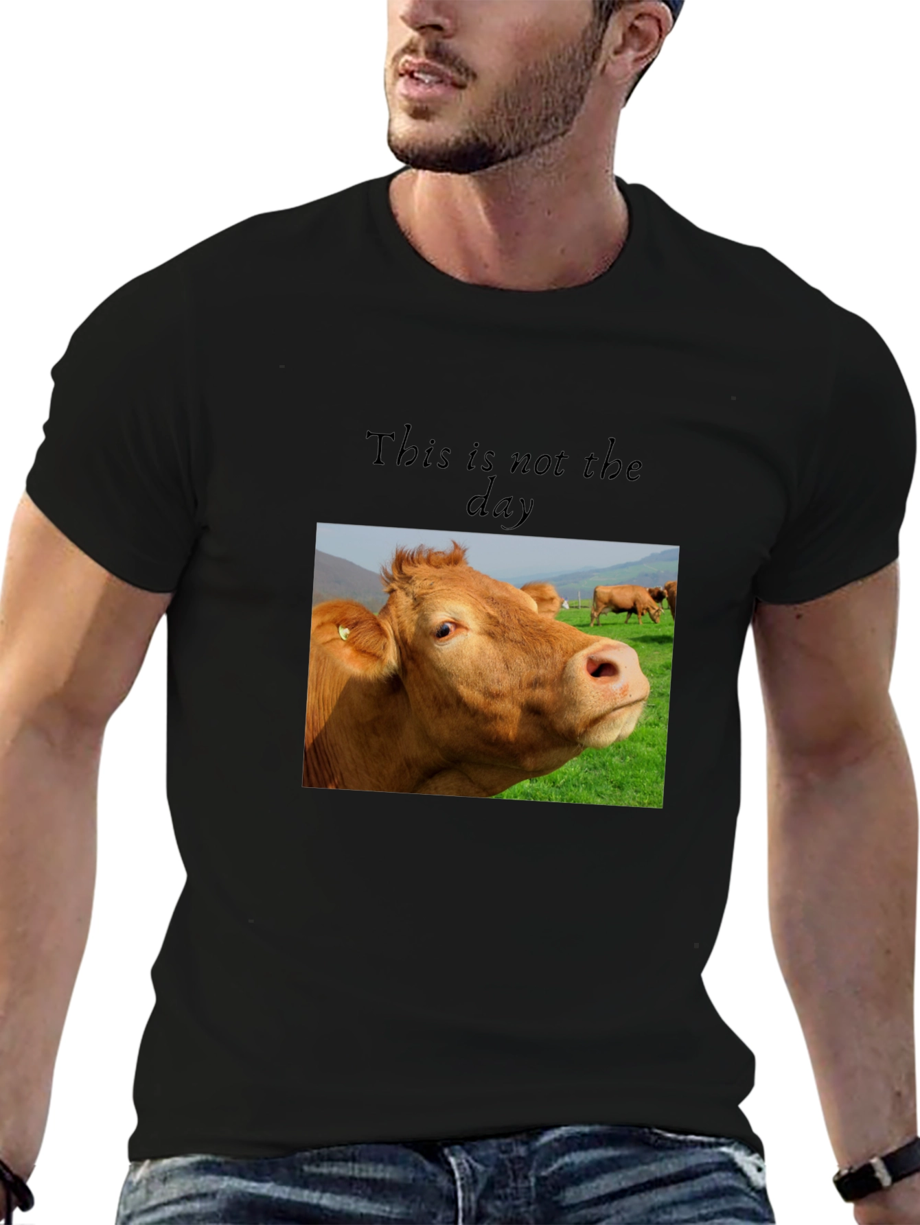 Black Cow Graphic T-Shirt - "This is not the day" view 6