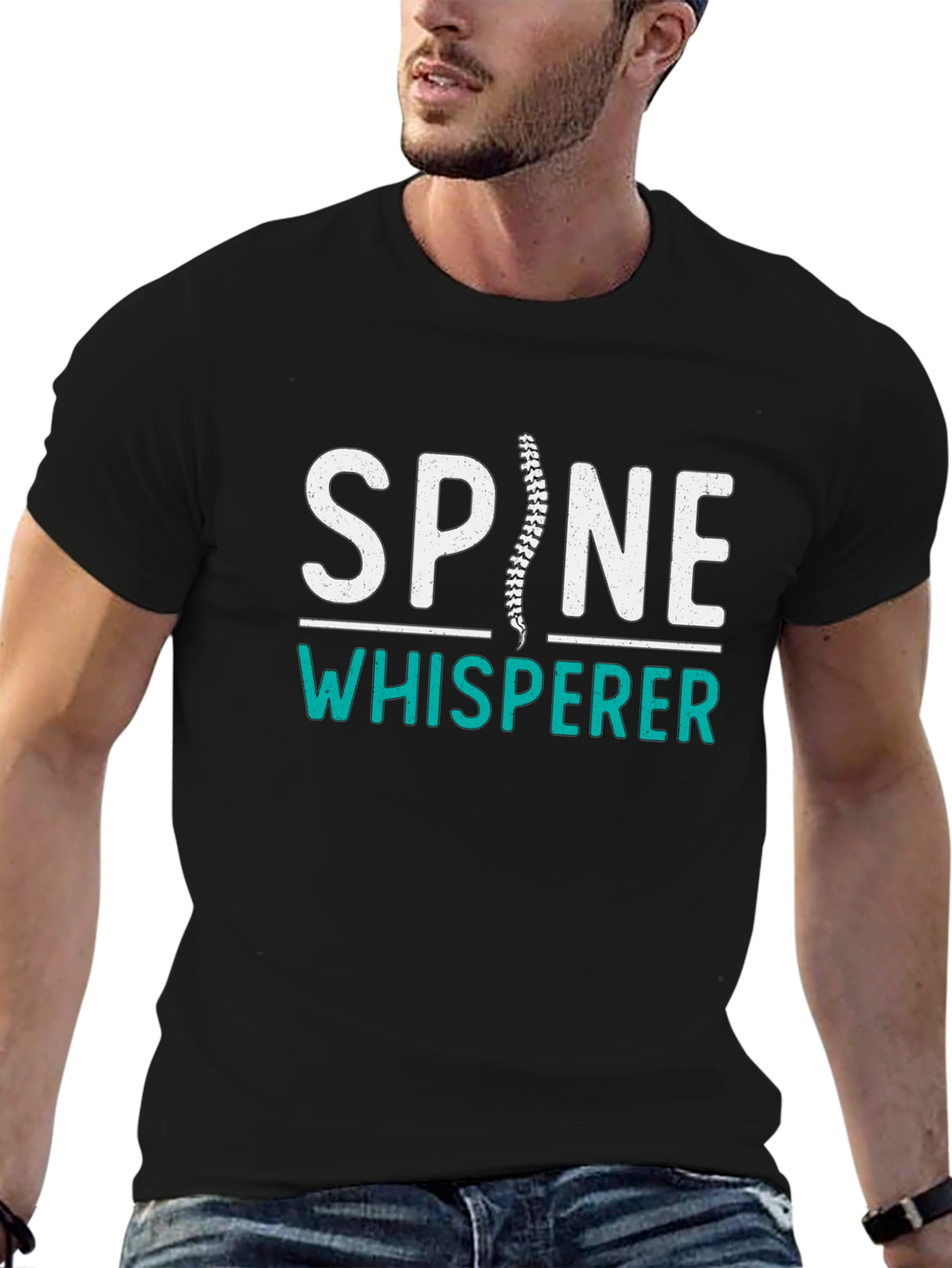 Black Spine Whisperer Graphic T-Shirt - Chiropractic Humor Tee view 6