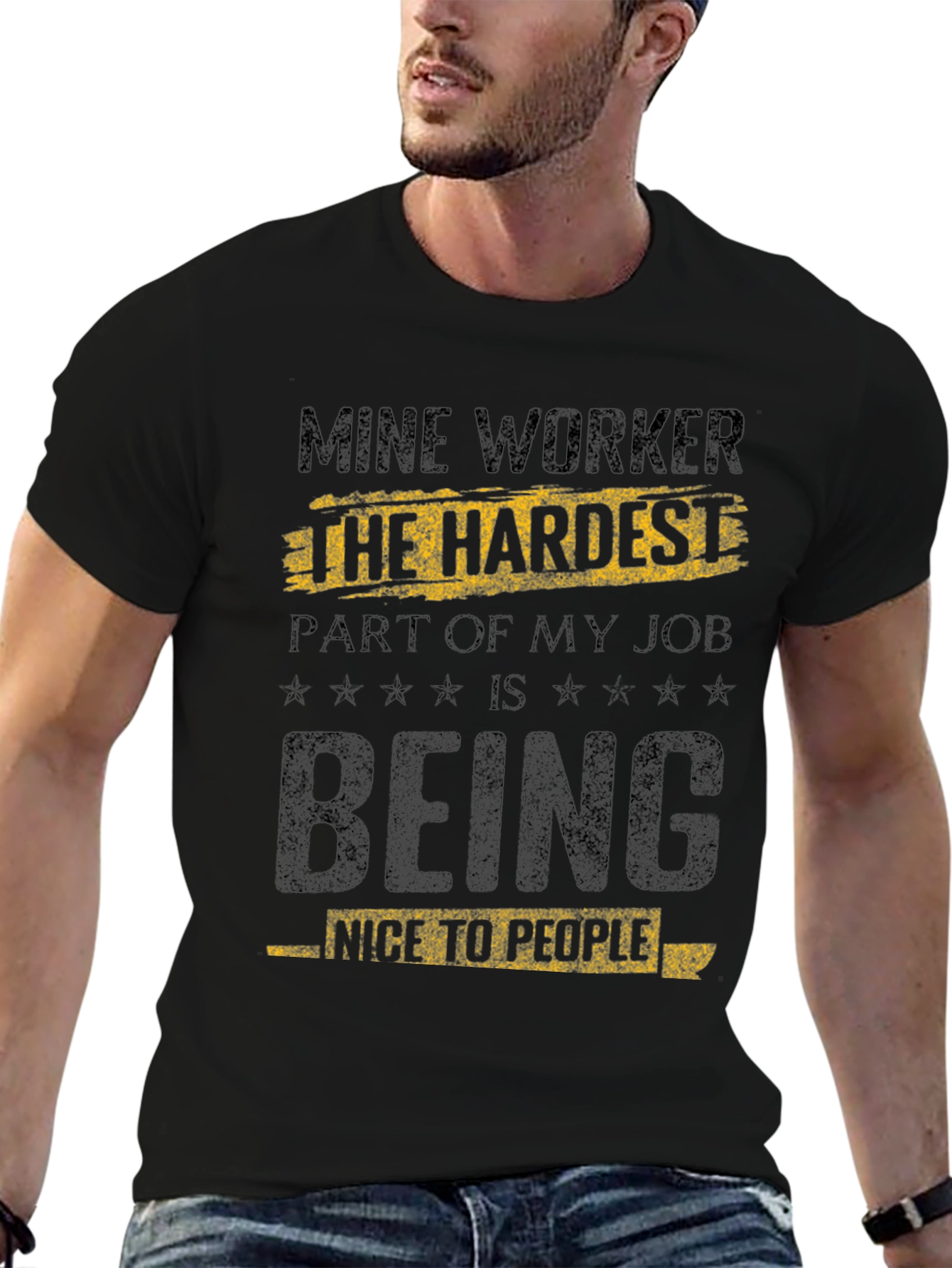 Black Mine Worker Hardest Job T-Shirt view 6