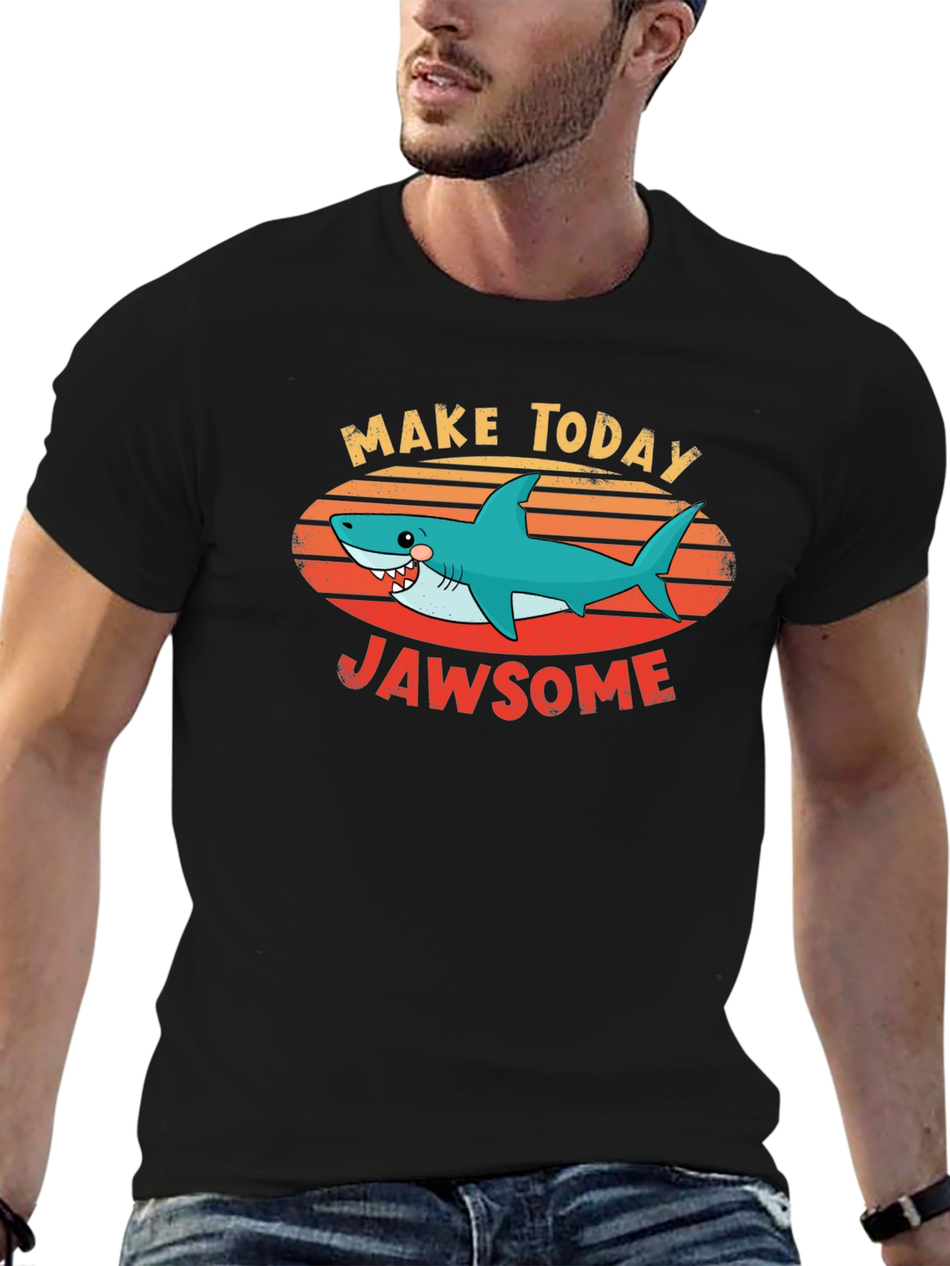 Black Jawsome Shark Graphic T-Shirt view 6