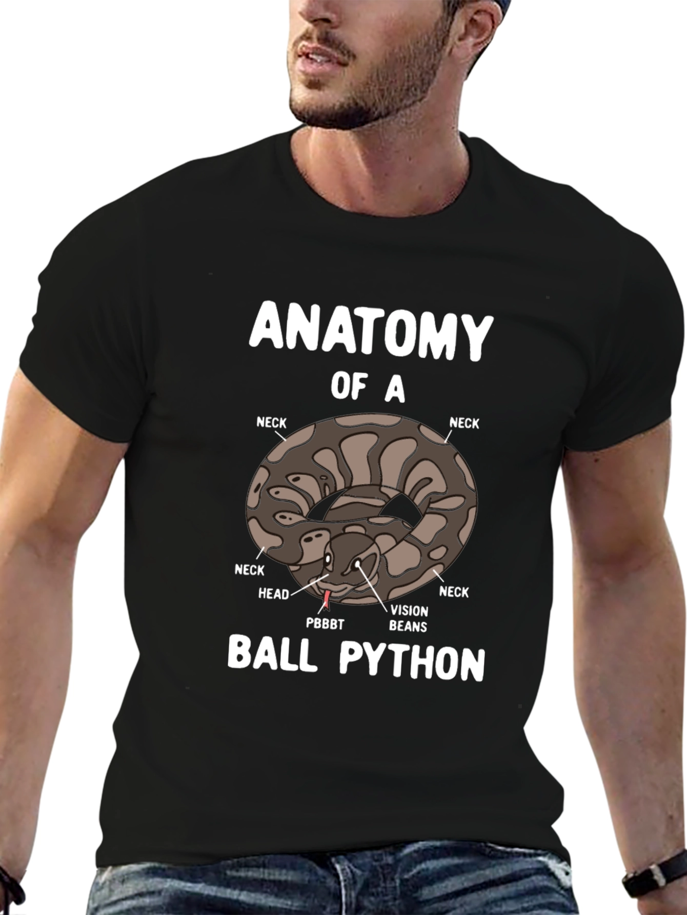 Black Anatomy of a Ball Python T-Shirt view 6