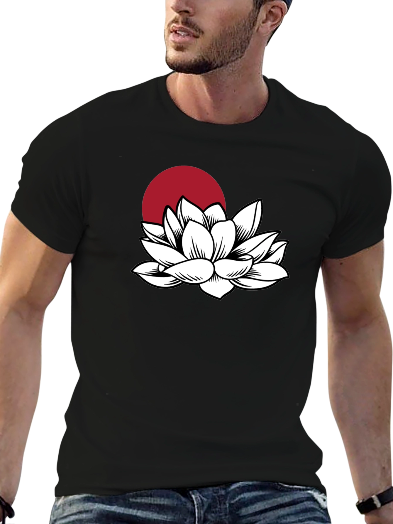 Black Lotus Flower T-Shirt - Black Graphic Tee view 6