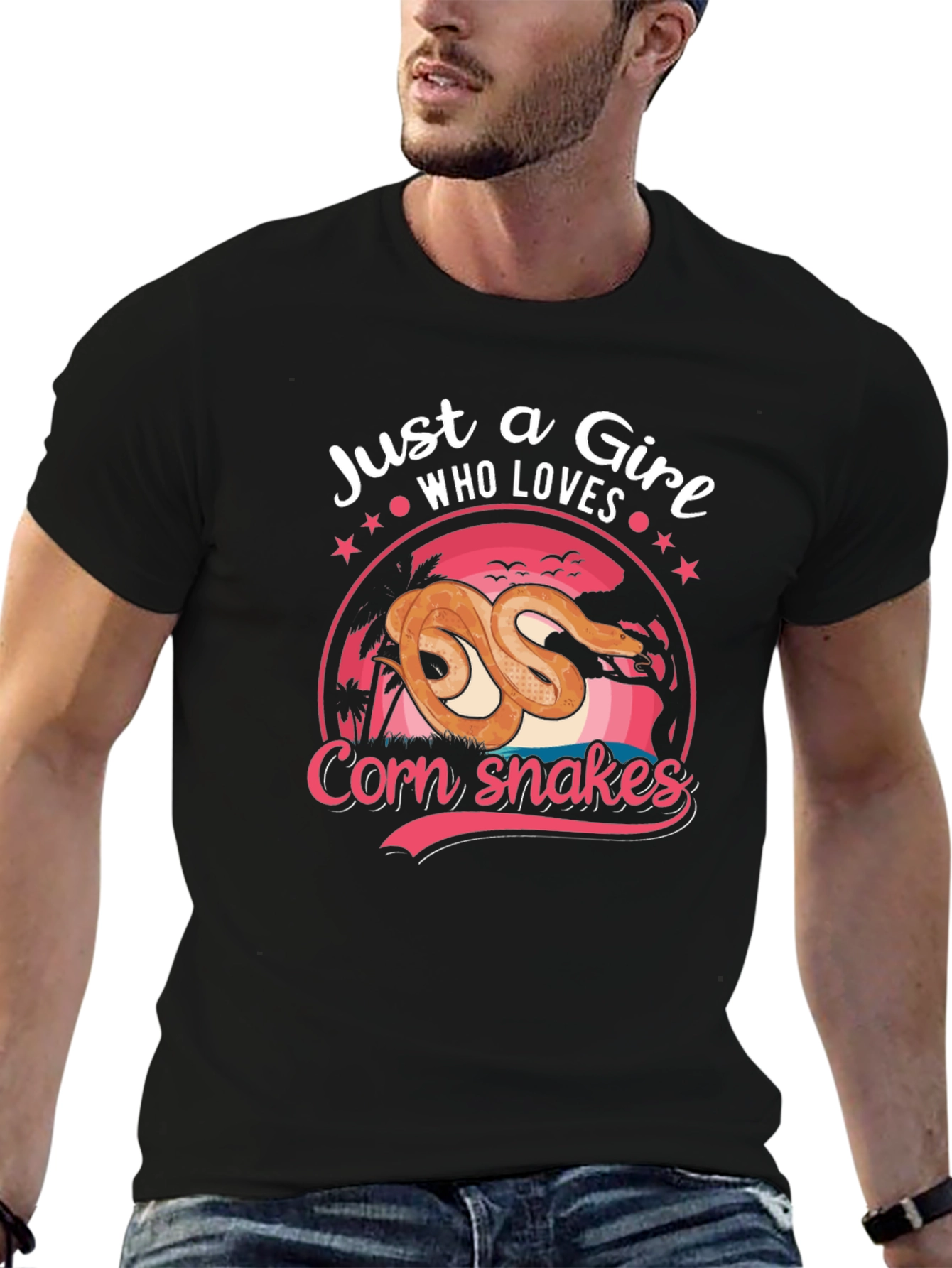 Black Just A Girl Who Loves Corn Snakes T-Shirt view 6
