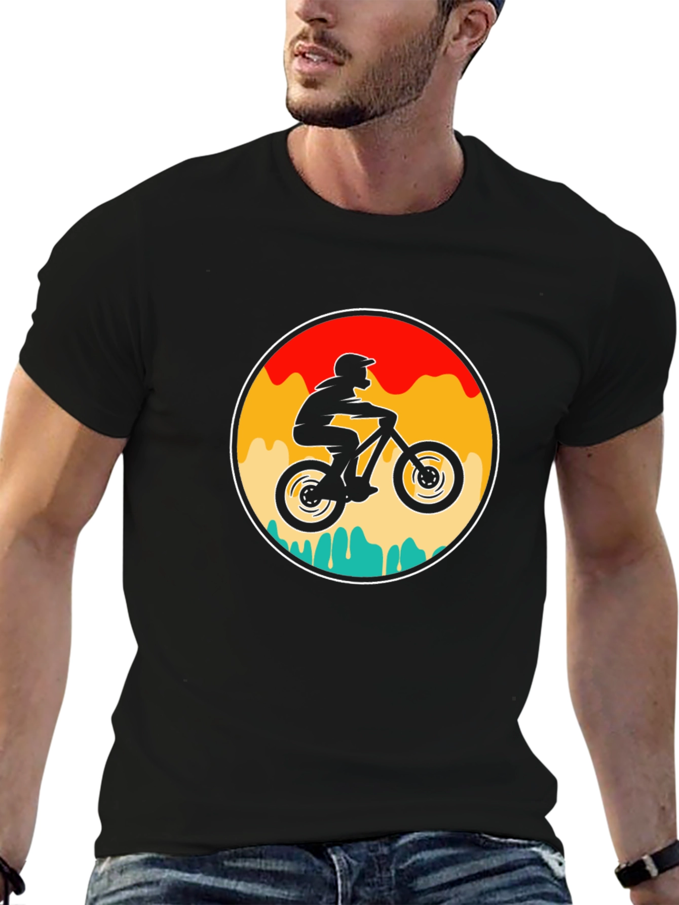 Black Mountain Biker Graphic Tee - Retro Style view 6