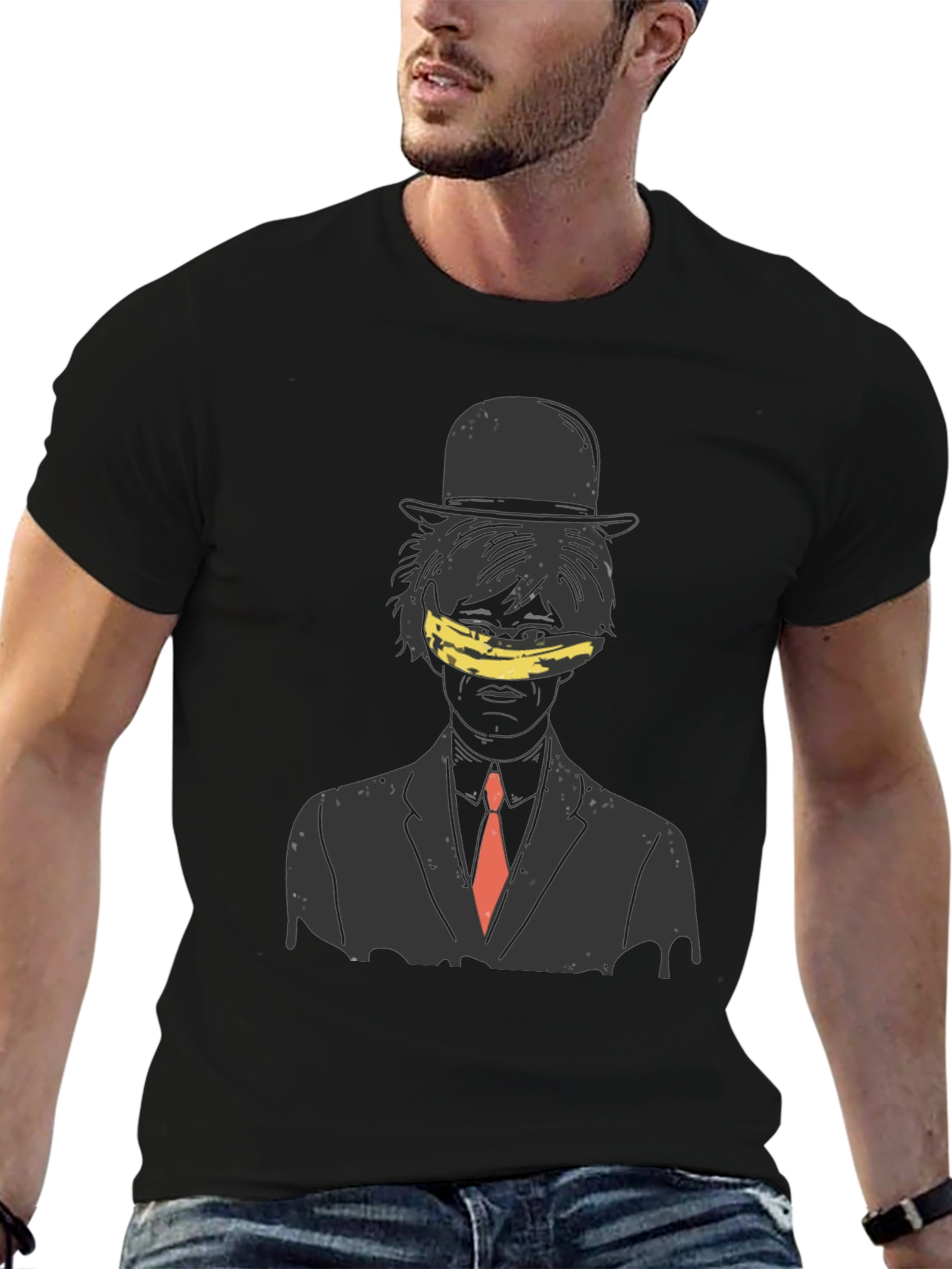 Black Artistic Banana Blinded Man Graphic Tee view 6