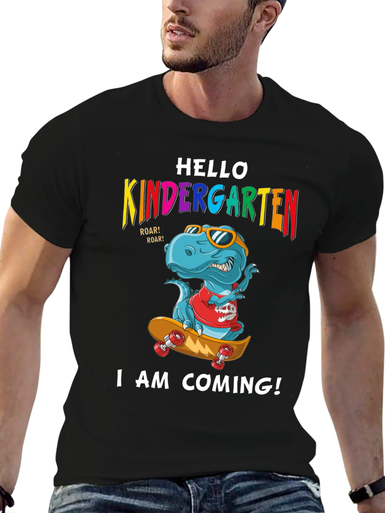 Black Hello Kindergarten Dinosaur T-Shirt view 6