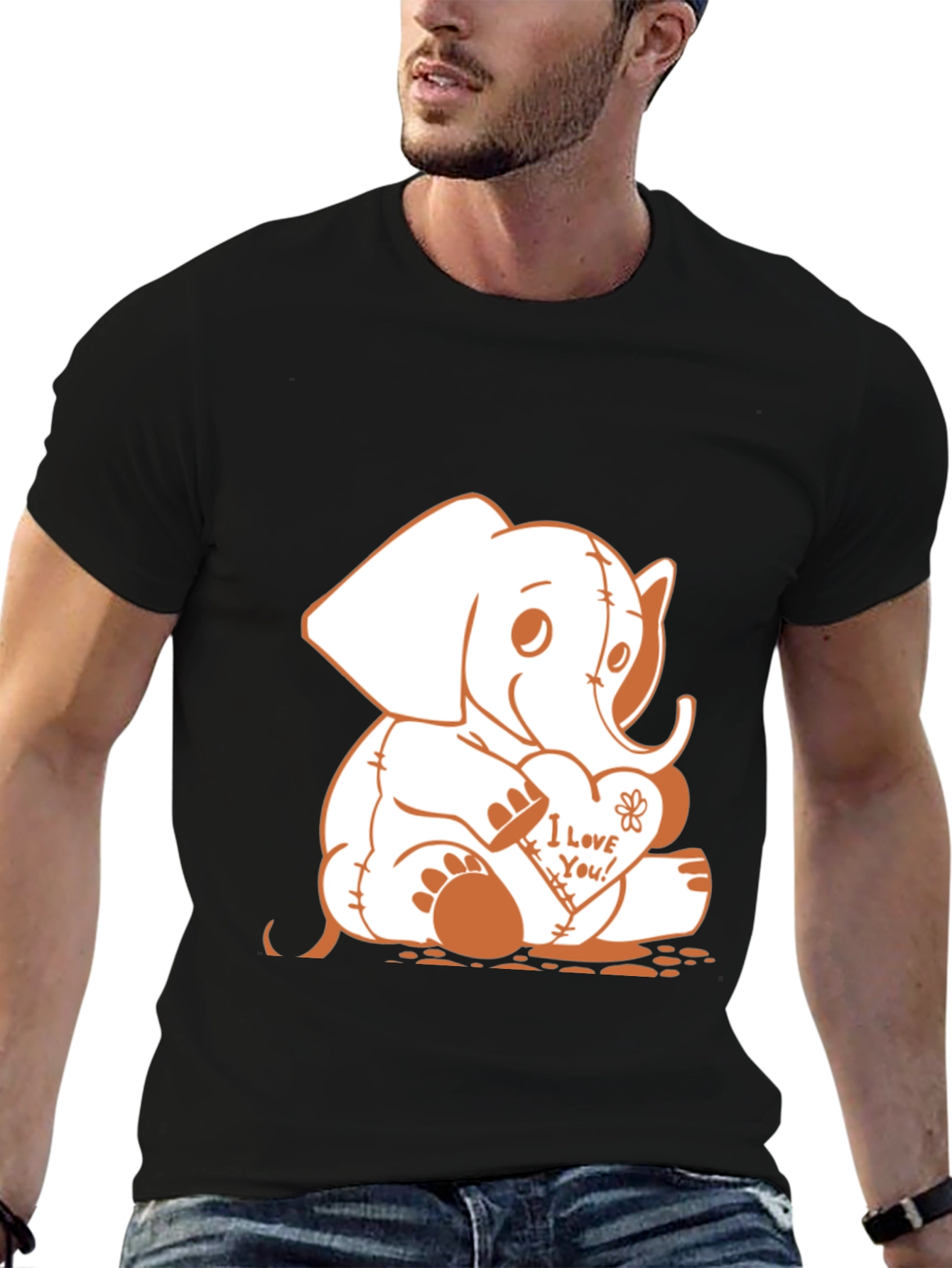 Black Elephant 'I Love You!' Graphic T-Shirt view 6