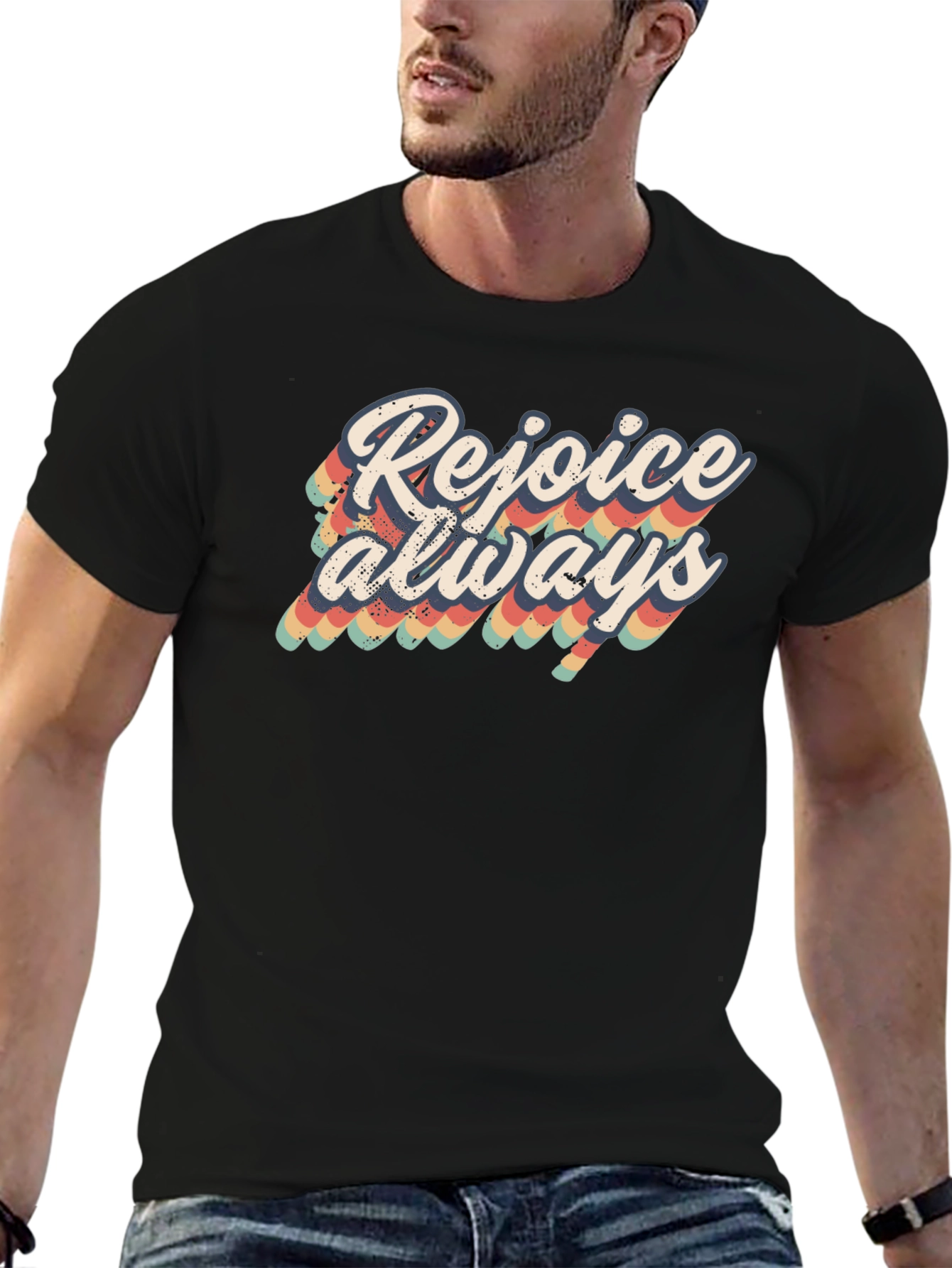 Black Rejoice Always Black Graphic Tee view 6