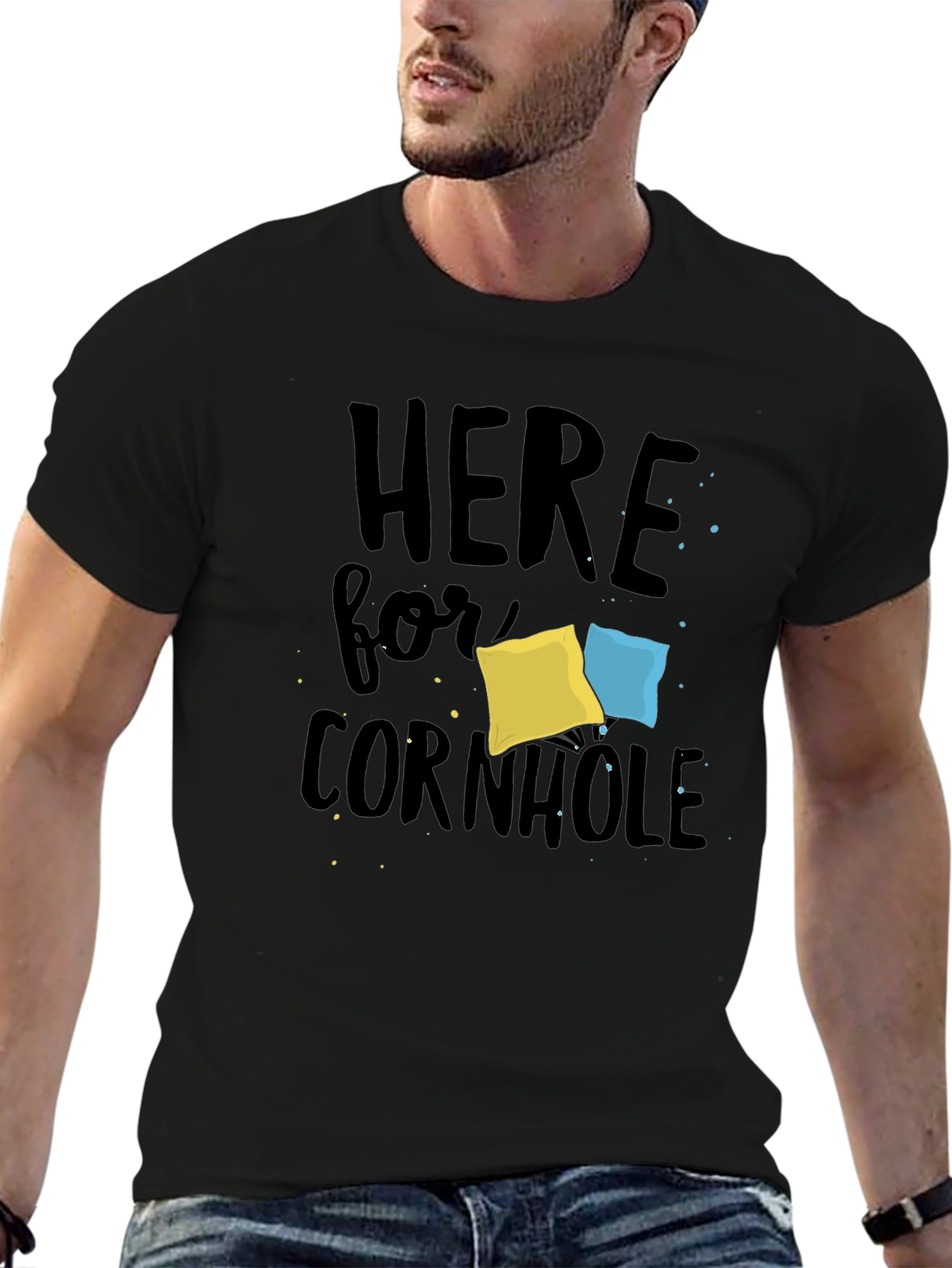 Black Here for Cornhole T-Shirt view 6