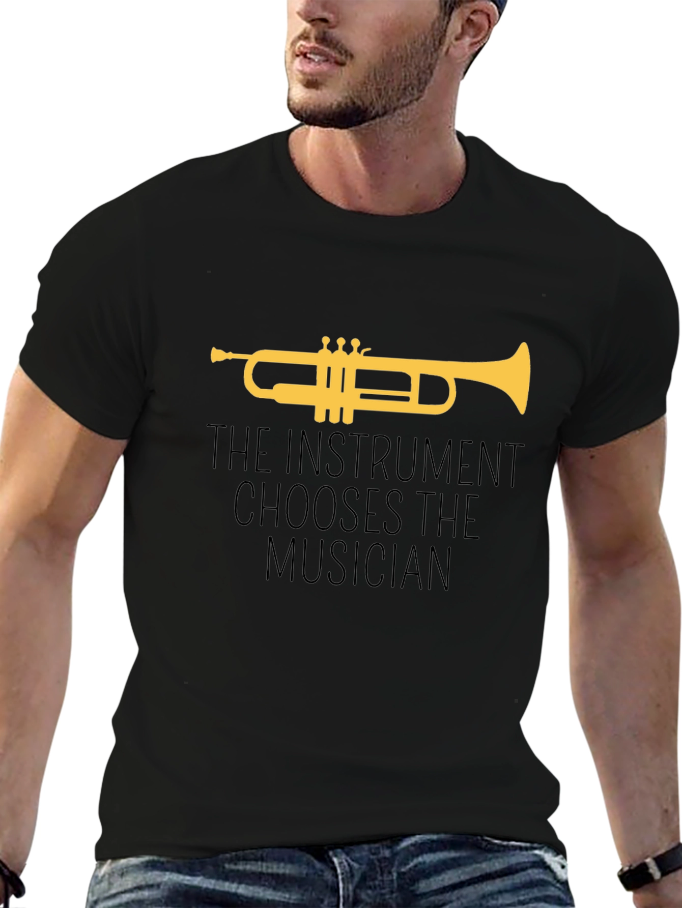 Black Trumpet Musician Graphic Tee view 6