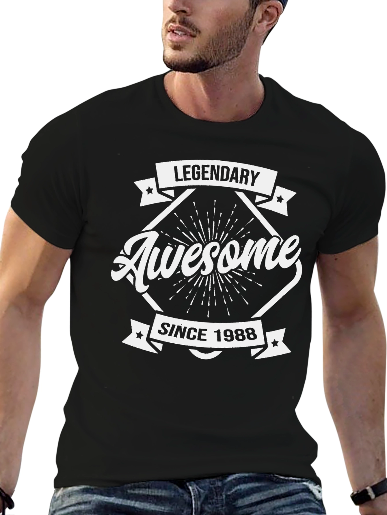 Black Legendary Awesome Since 1988 Black T-Shirt view 6