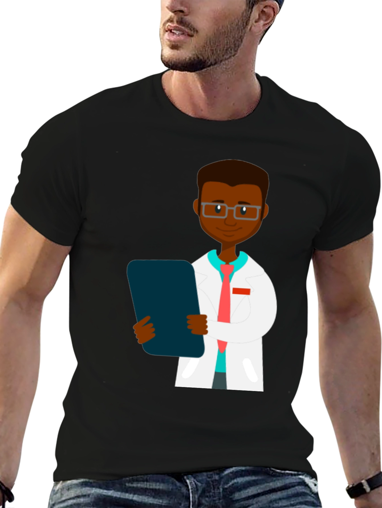 Black Doctor Graphic Tee - Black Unisex T-Shirt view 6