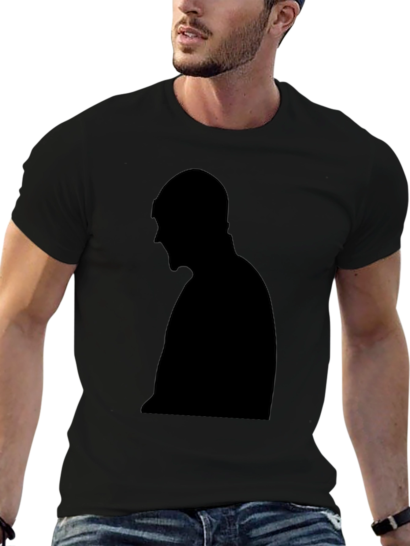 Black Silhouette Graphic Tee - Unisex Black T-Shirt view 6