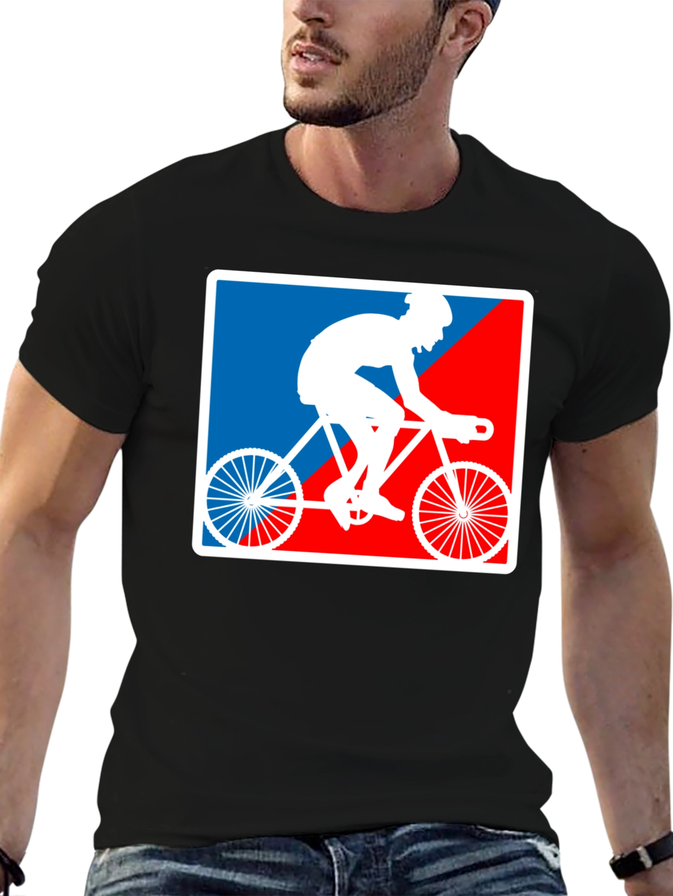 Black Cyclist Graphic T-Shirt - Sporty Style view 6