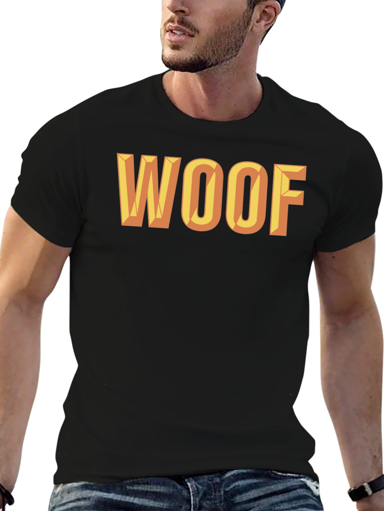 Black WOOF Graphic Tee - Bold Statement Shirt view 6