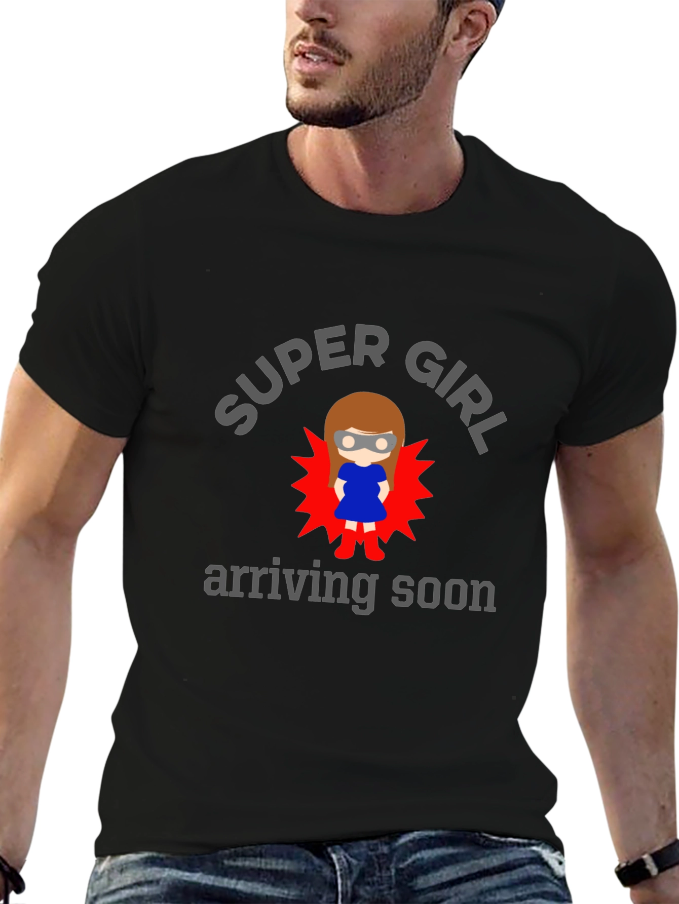 Black Super Girl Arriving Soon Graphic T-Shirt view 6