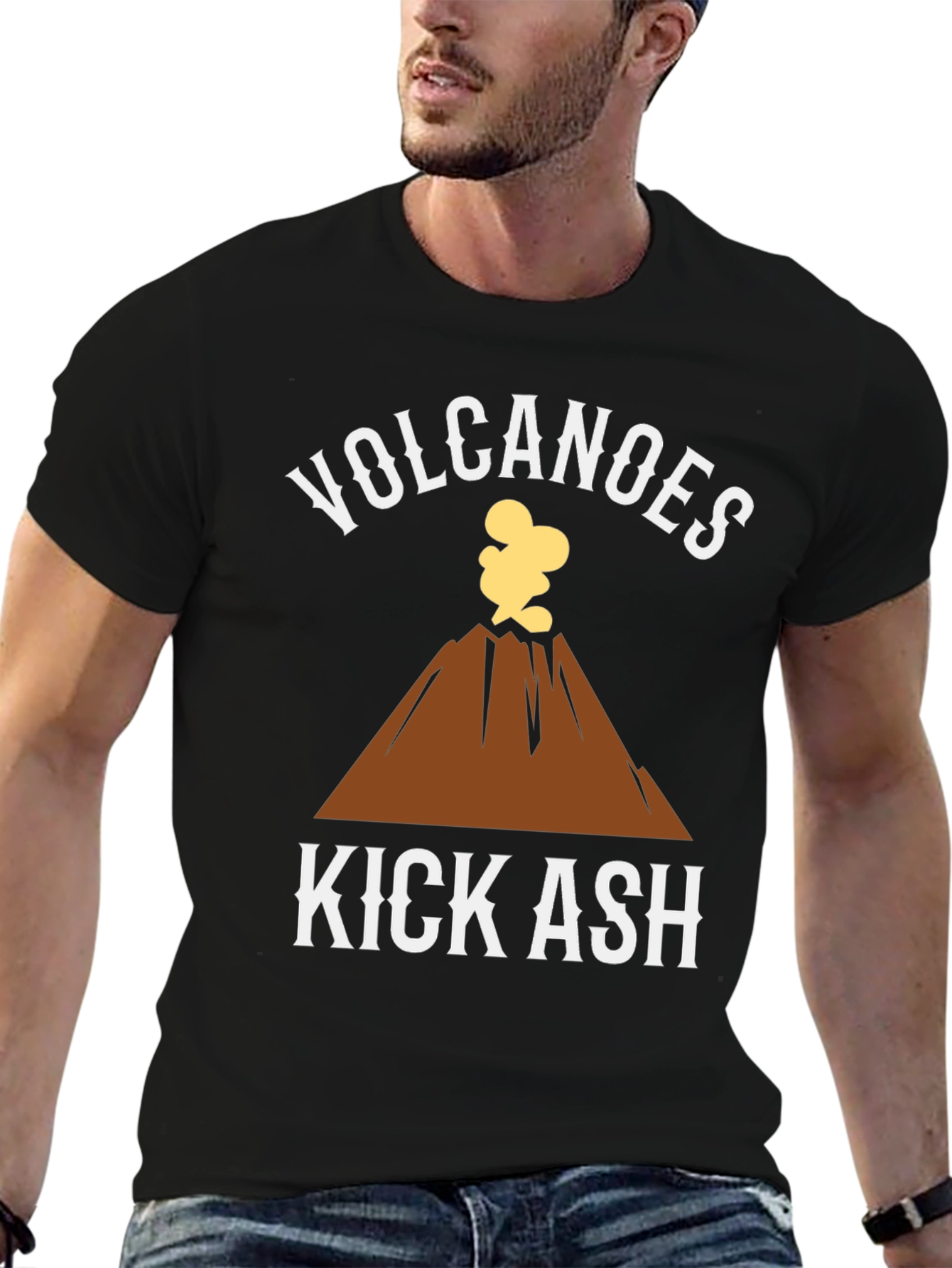 Black Volcanoes Kick Ash Graphic T-Shirt view 6