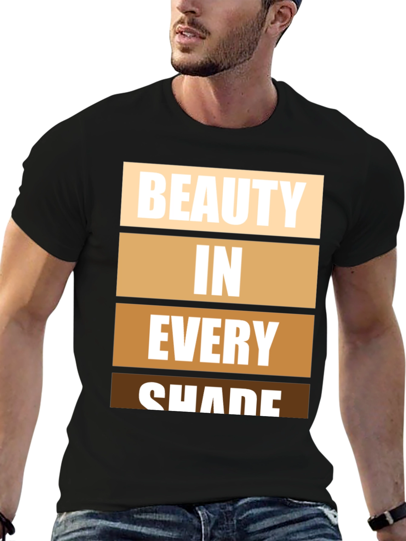 Black Beauty in Every Shade T-Shirt - Diverse Skin Tone Design view 6