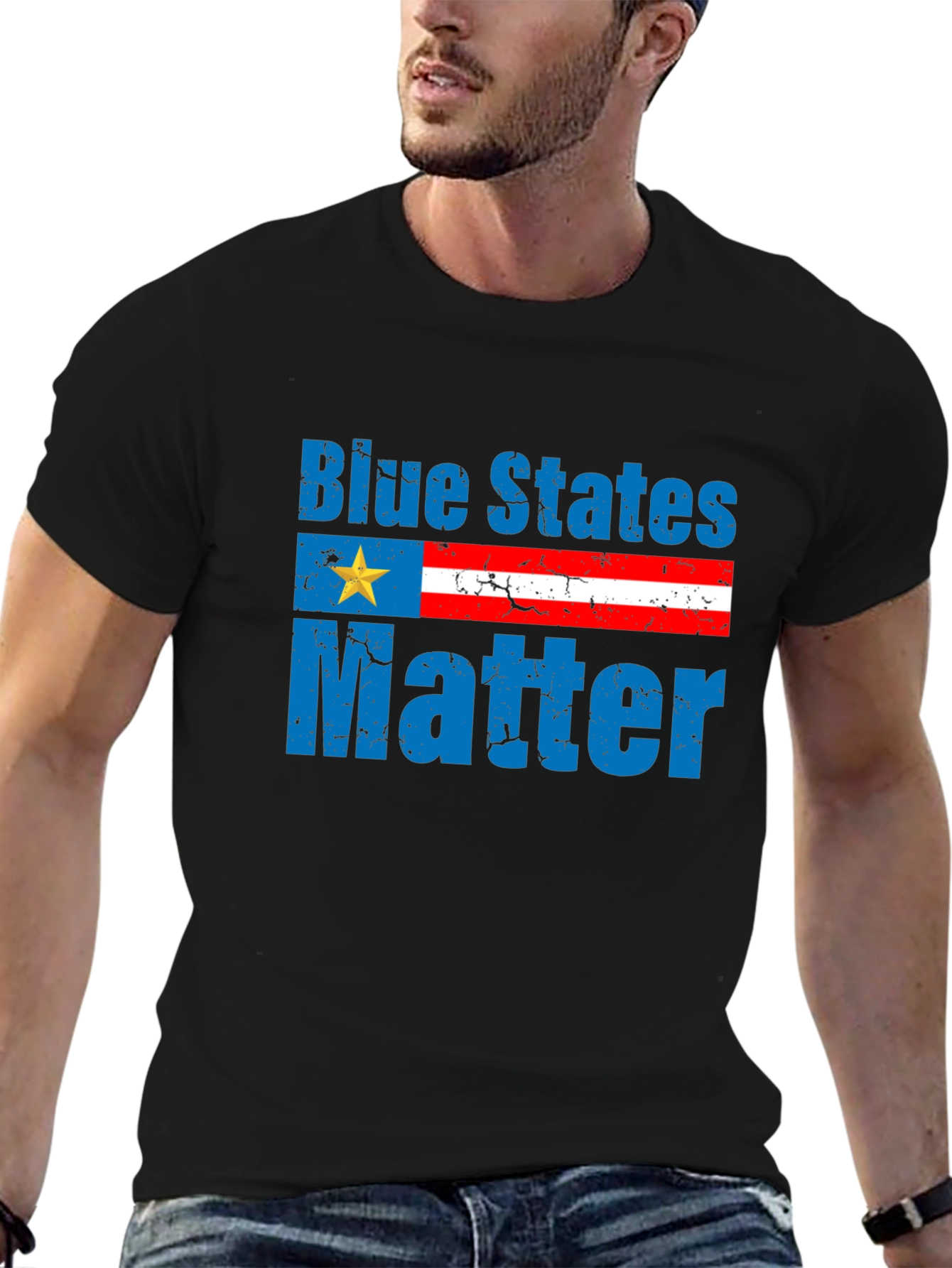 Black Blue States Matter Graphic T-Shirt view 6
