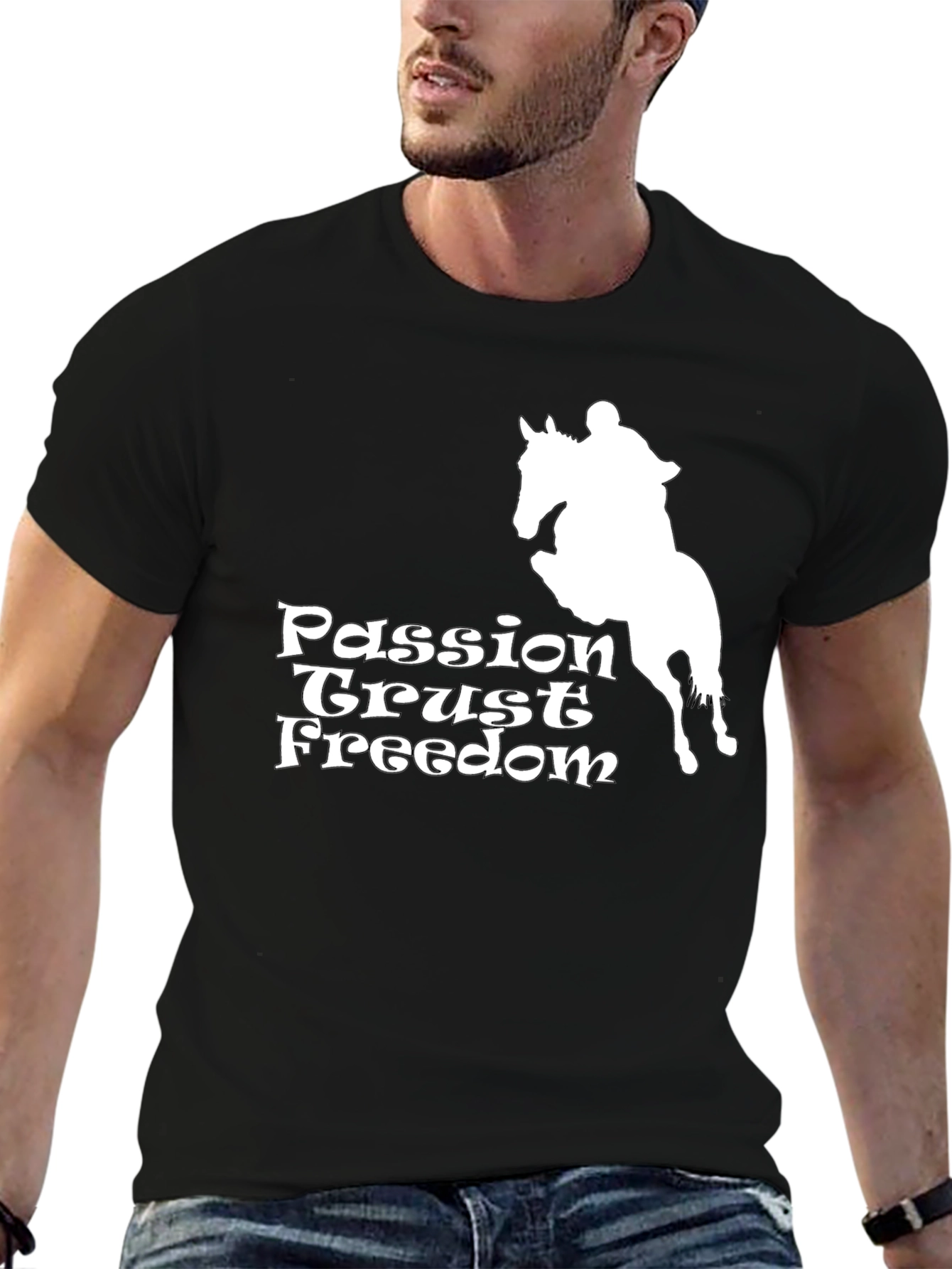 Black Passion Trust Freedom Horse Graphic Tee view 6